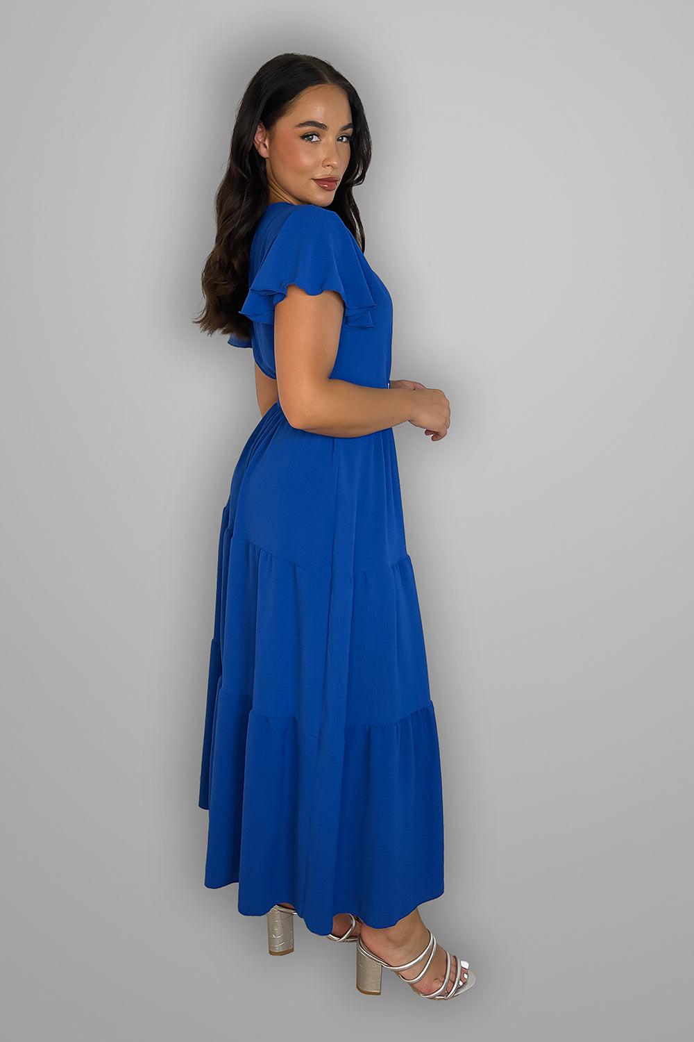 Belted V-Neck Maxi Dress-SinglePrice