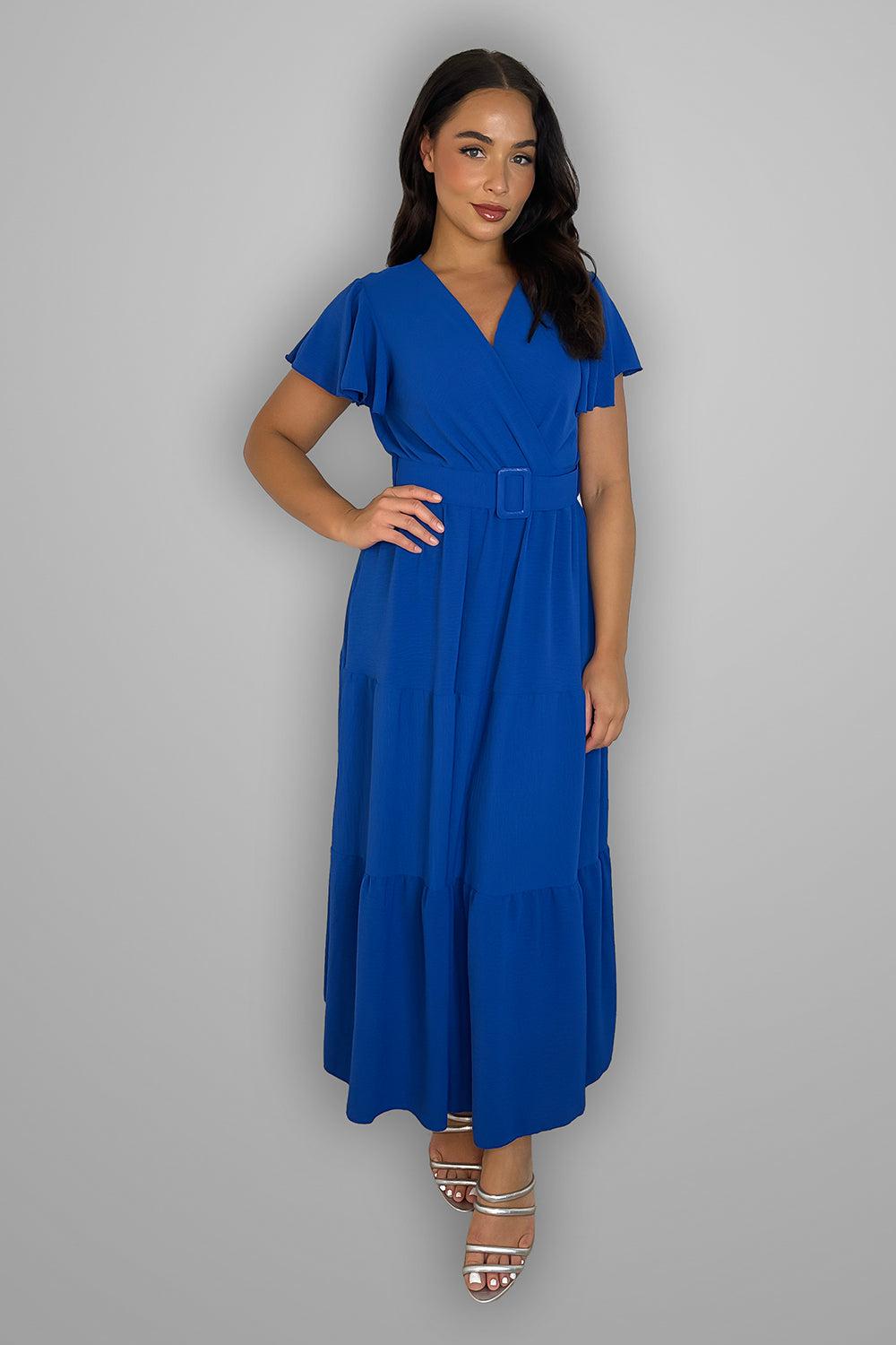 Belted V-Neck Maxi Dress-SinglePrice