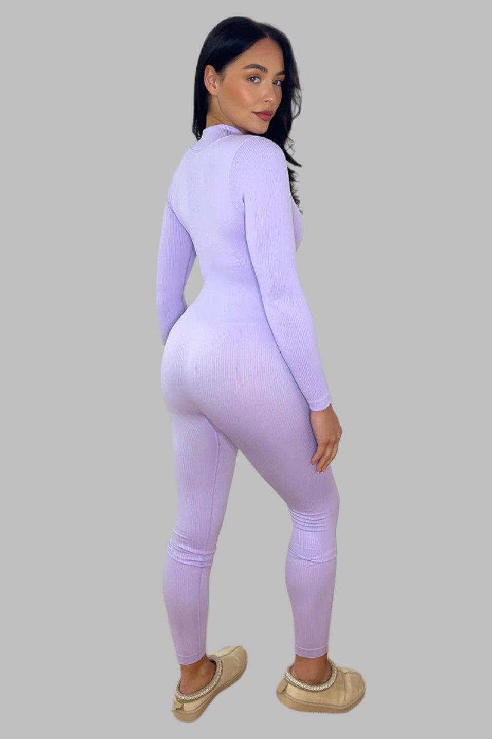 Ribbed Stretch Jersey Zipped Front Onesie