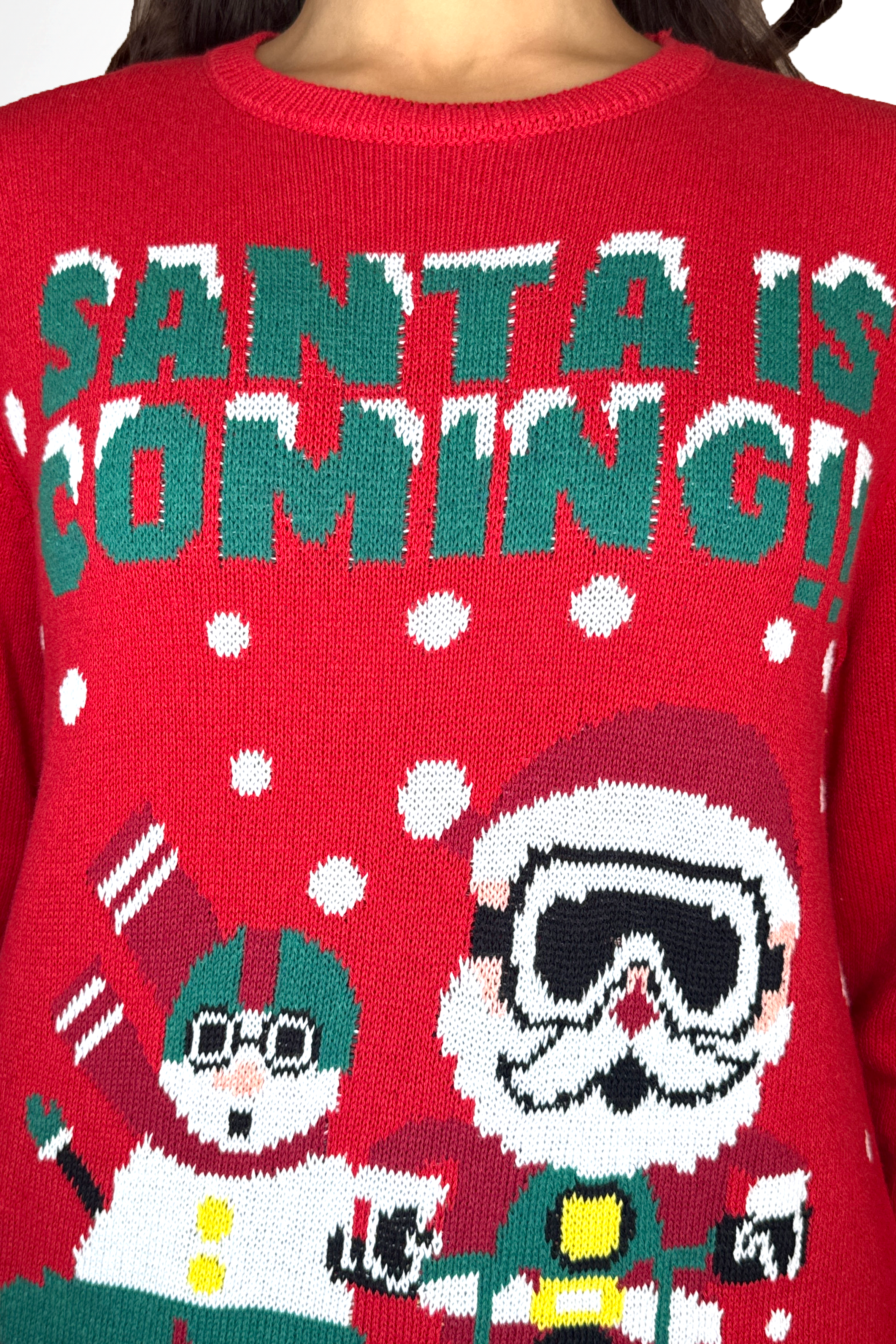 Santa Is Coming Cotton Blend Christmas Jumper-SinglePrice