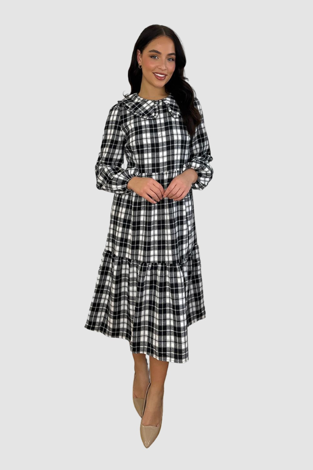 Black and white plaid maxi dress best sale