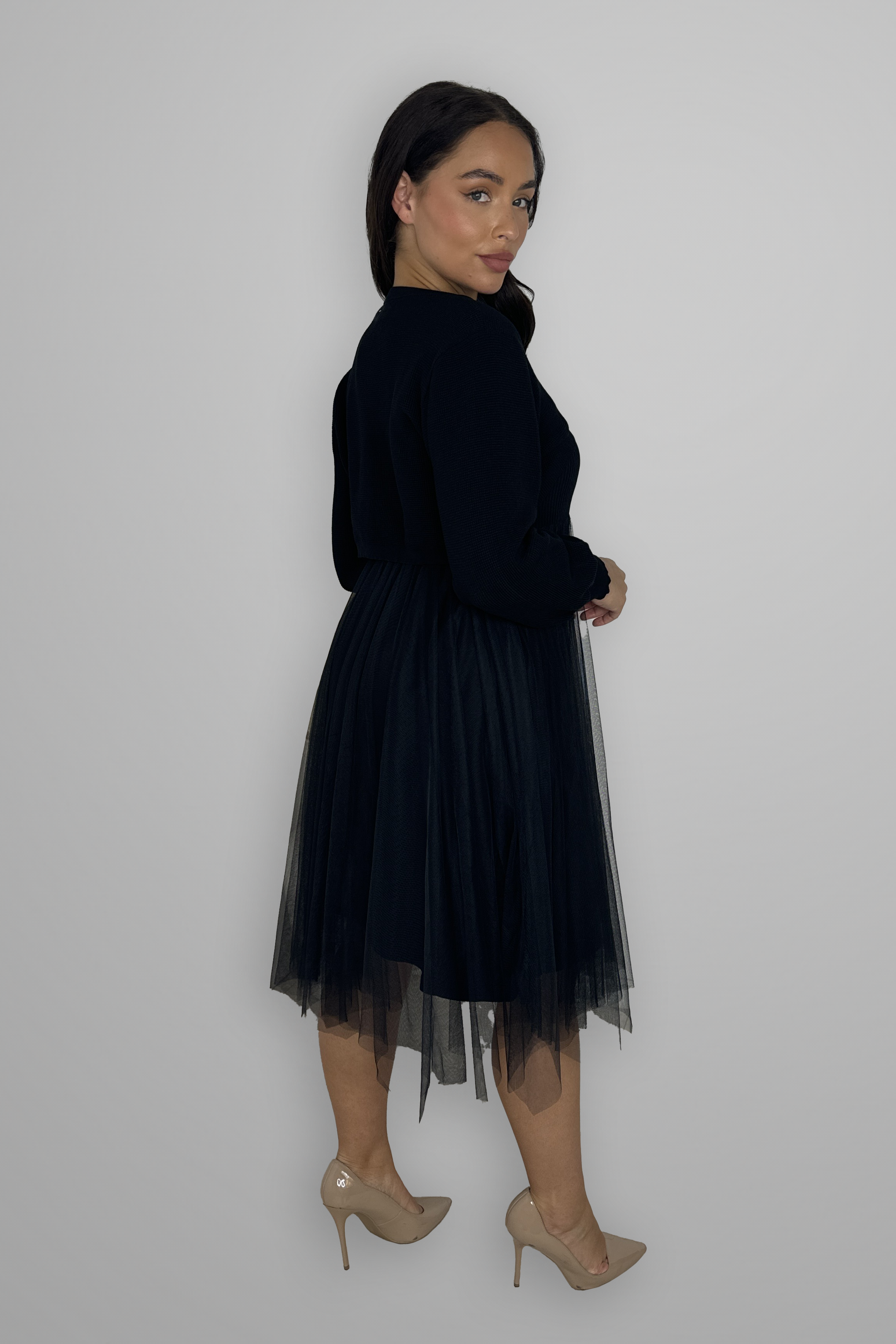 Knitted Tutu Midi Dress And Bolero Jumper Co-ord Set-SinglePrice