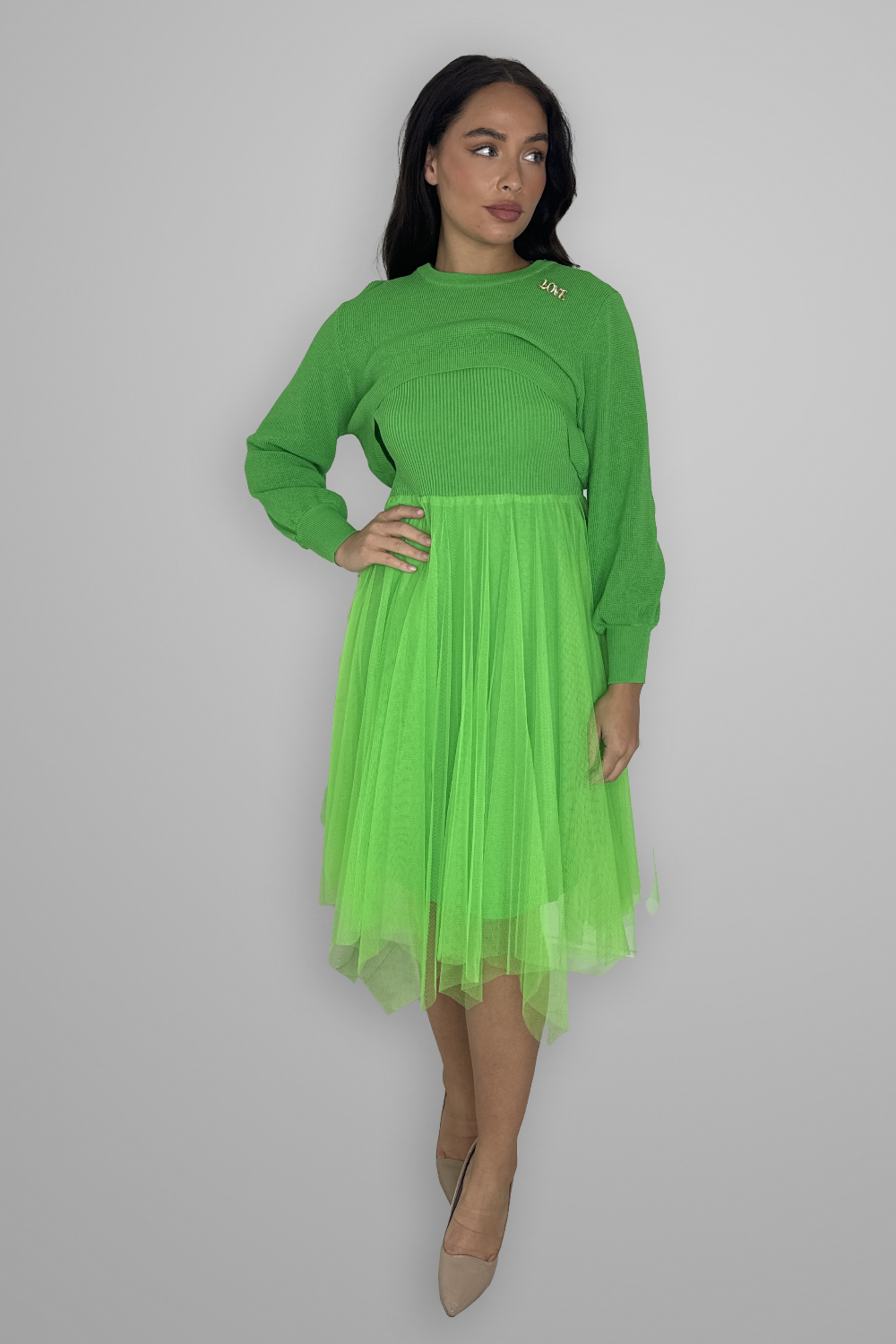 Knitted Tutu Midi Dress And Bolero Jumper Co-ord Set-SinglePrice