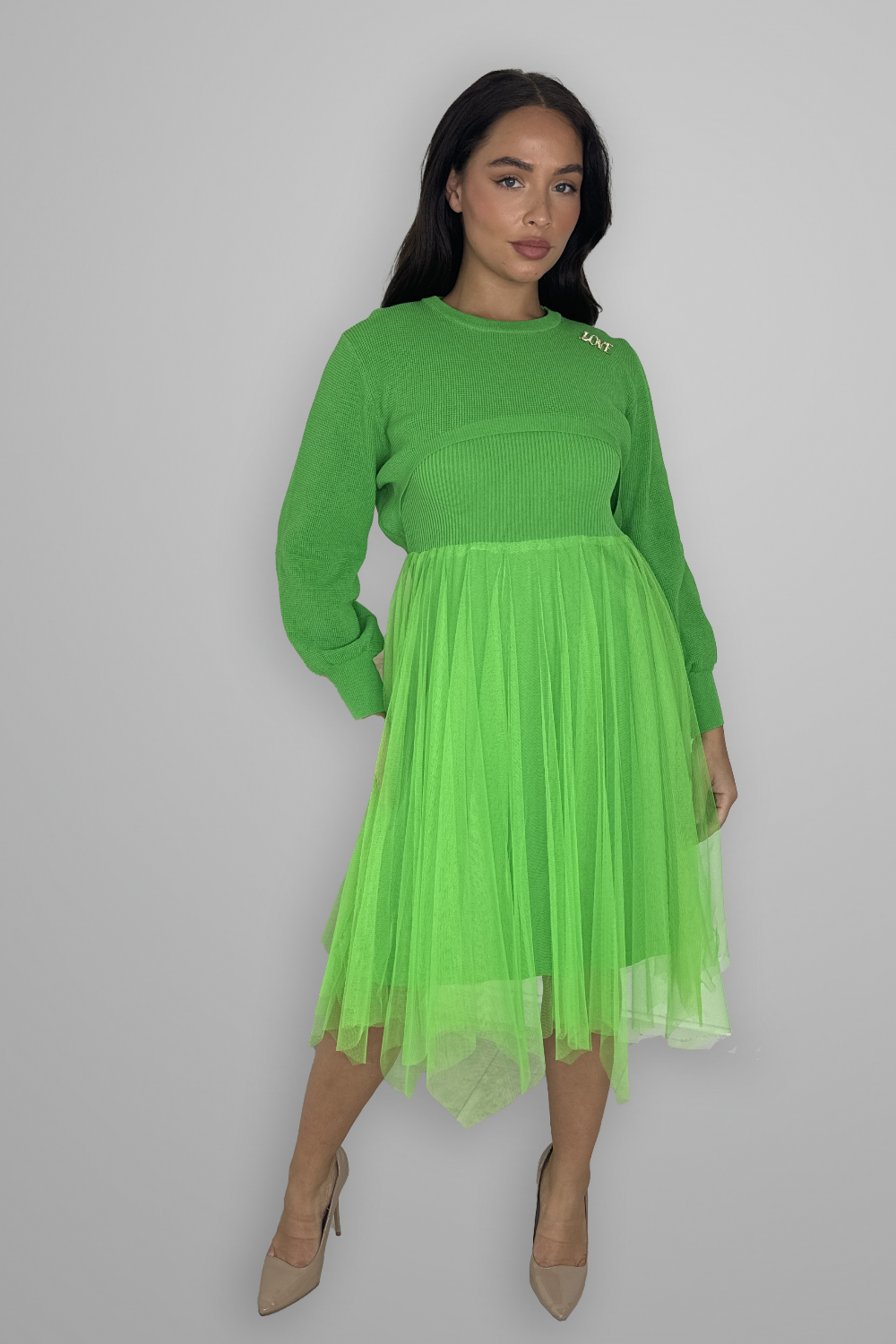 Knitted Tutu Midi Dress And Bolero Jumper Co-ord Set-SinglePrice