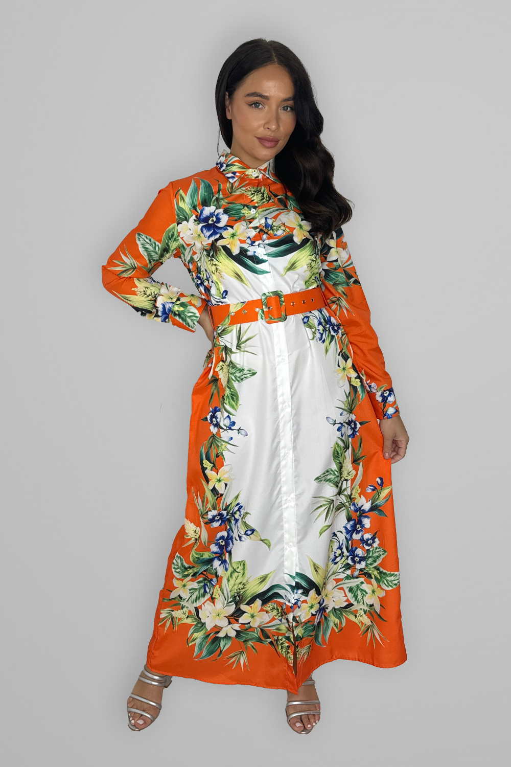 Floral Print Modern Modest Dress-SinglePrice