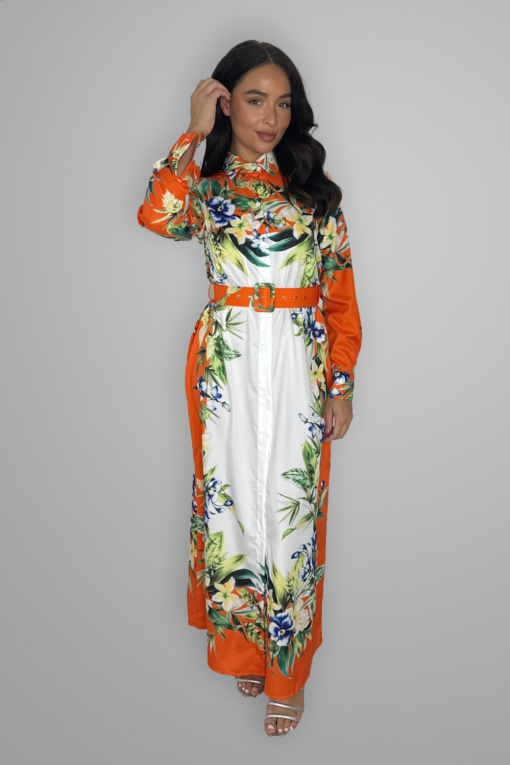 Floral Print Modern Modest Dress-SinglePrice