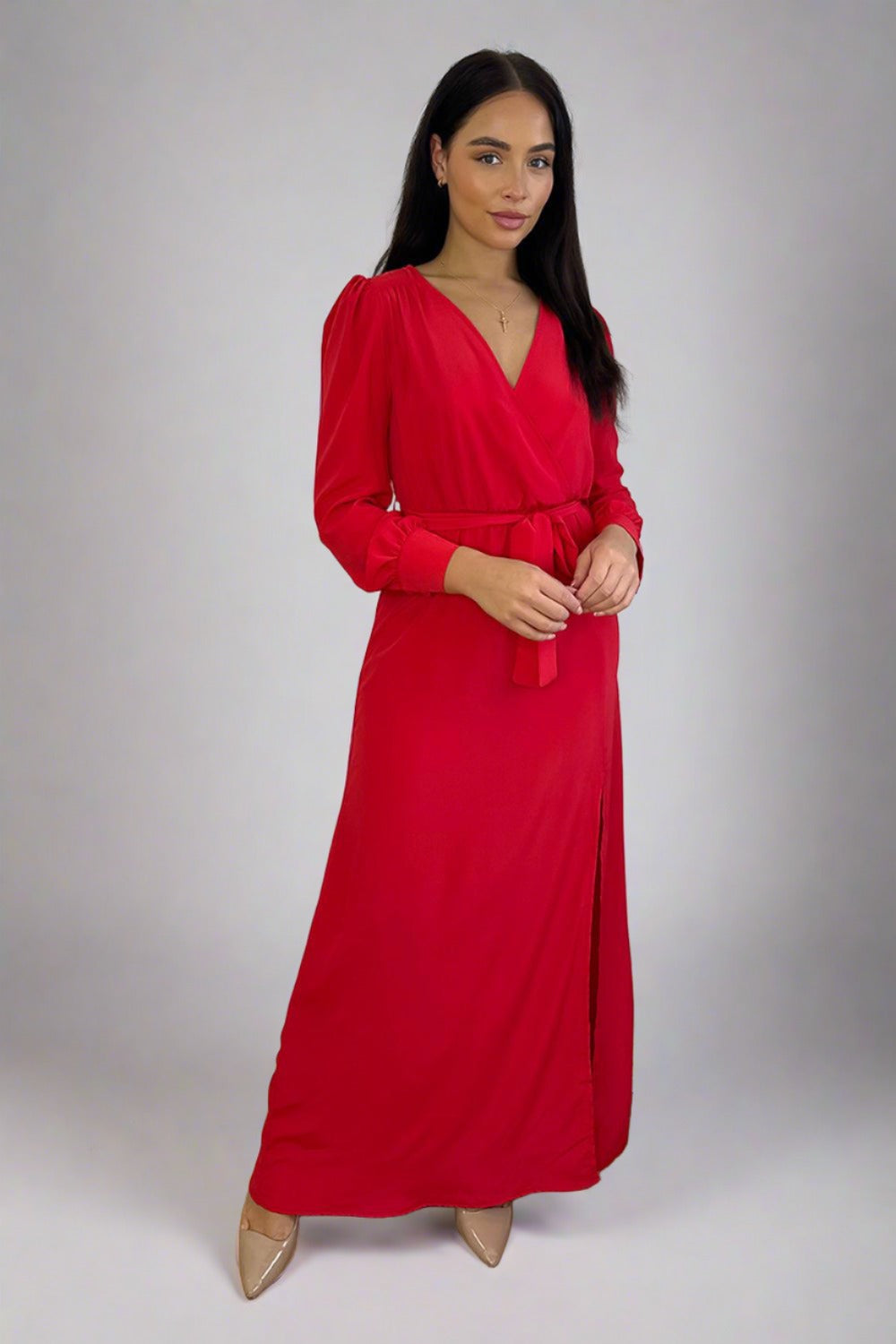 Plunging neckline maxi dress hotsell