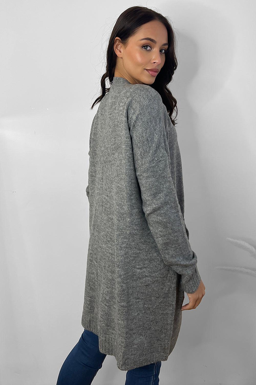 Slip Pockets To Side Open Front Batwing Cardigan-SinglePrice