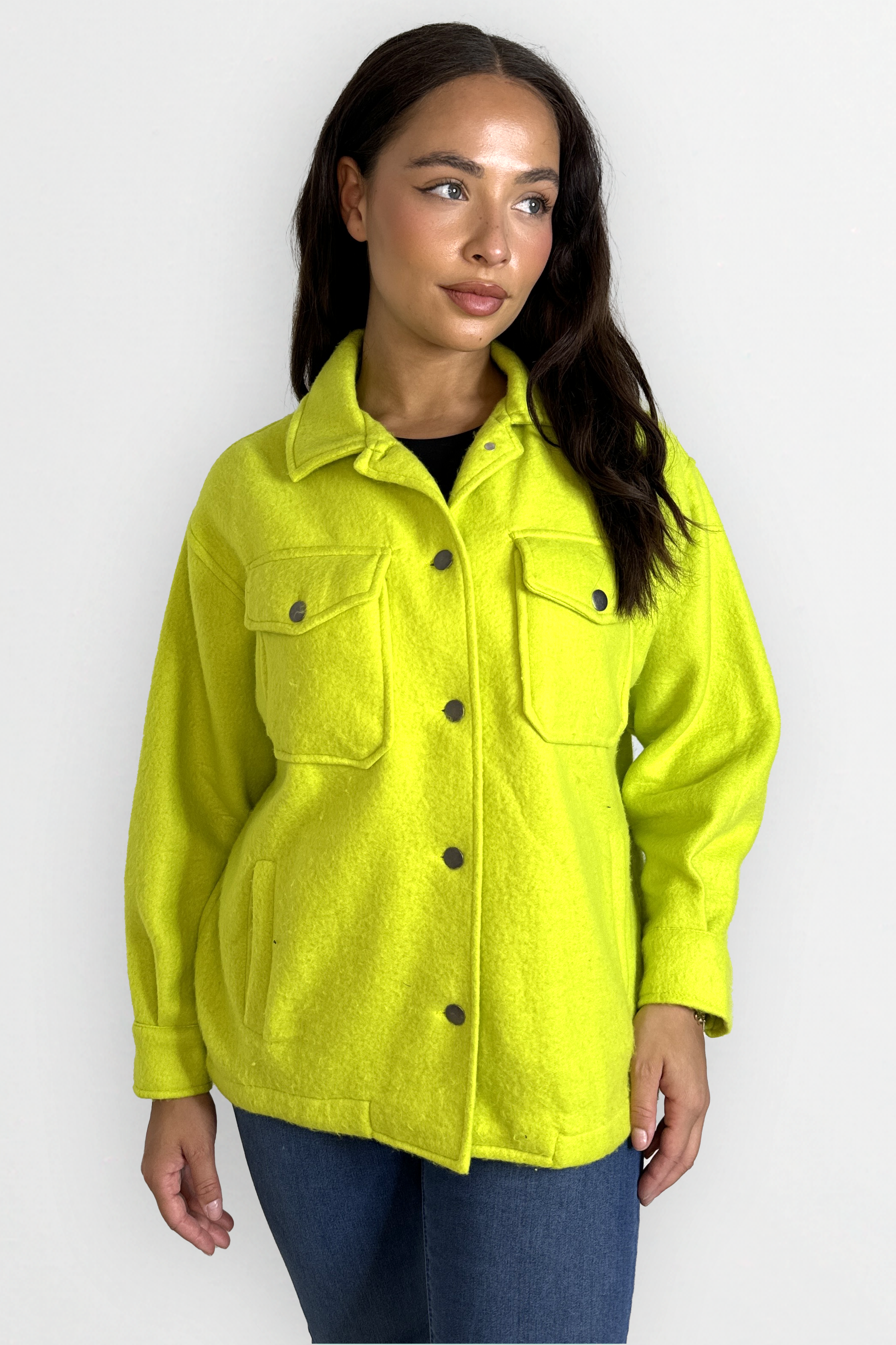 Fleeced Large Pocket Plain Shacket-SinglePrice