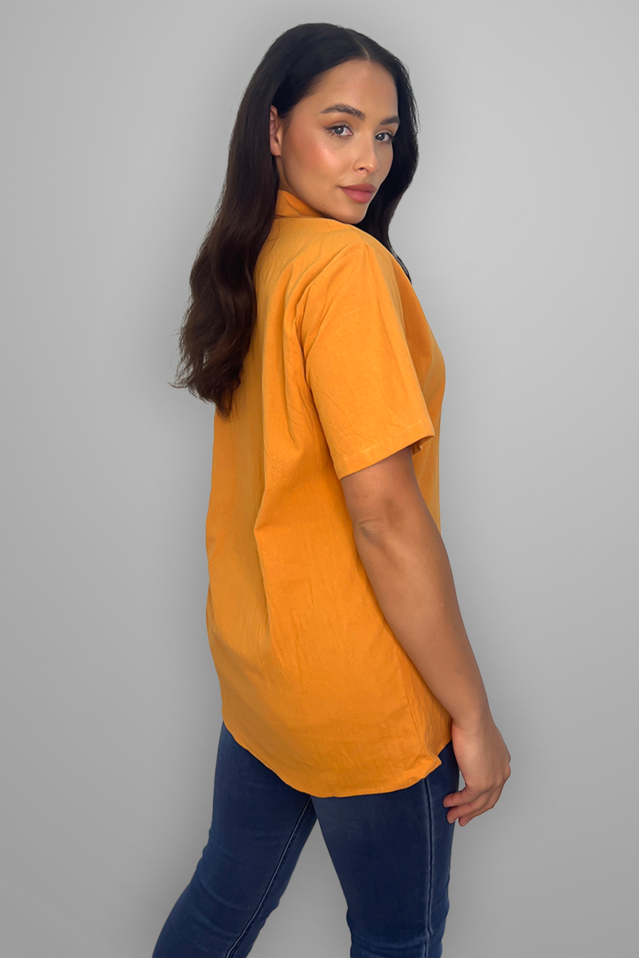 Orange Cotton Relaxed Fit Shirt-SinglePrice