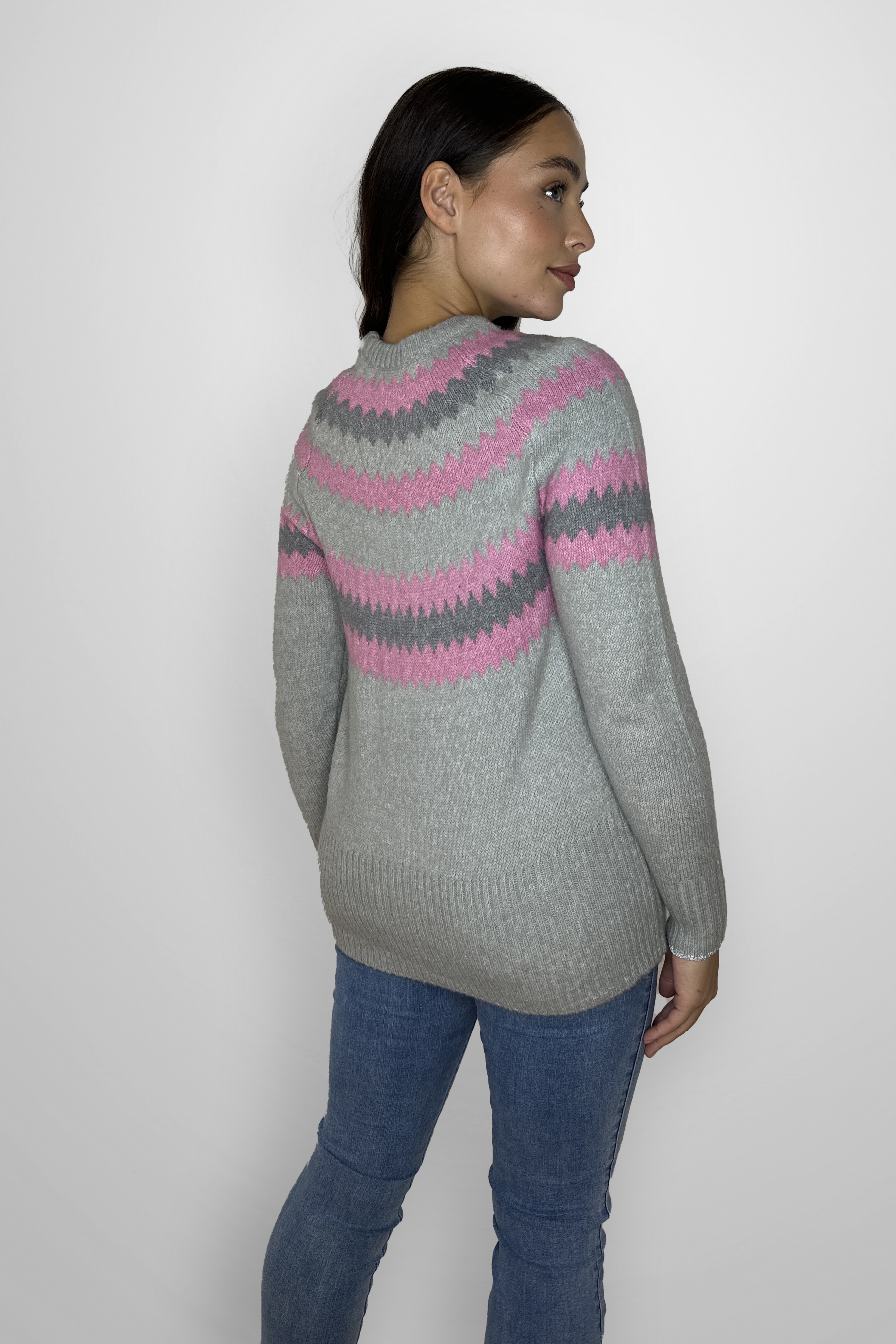 Merino Wool  Aztec Print Crew Neck Jumper