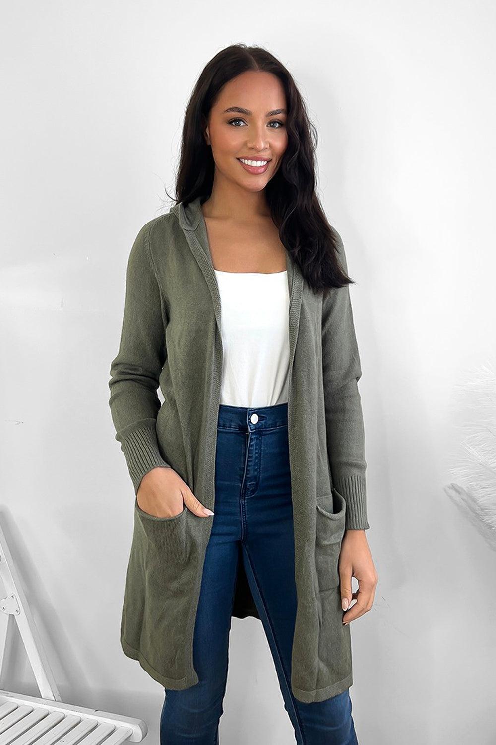 Olive green long cardigan on sale sweater