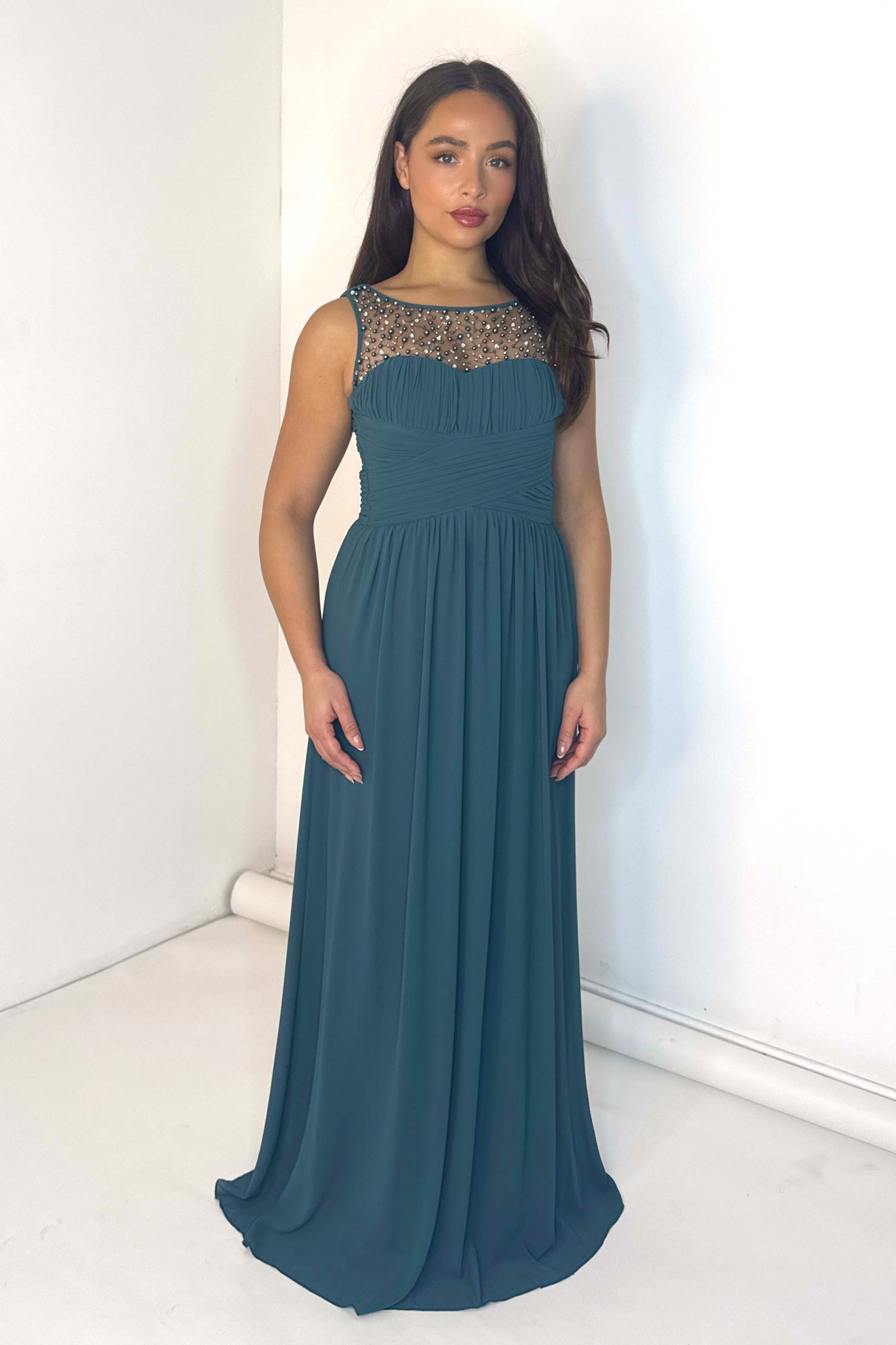 Beaded Extra Long Bridesmaids Dress