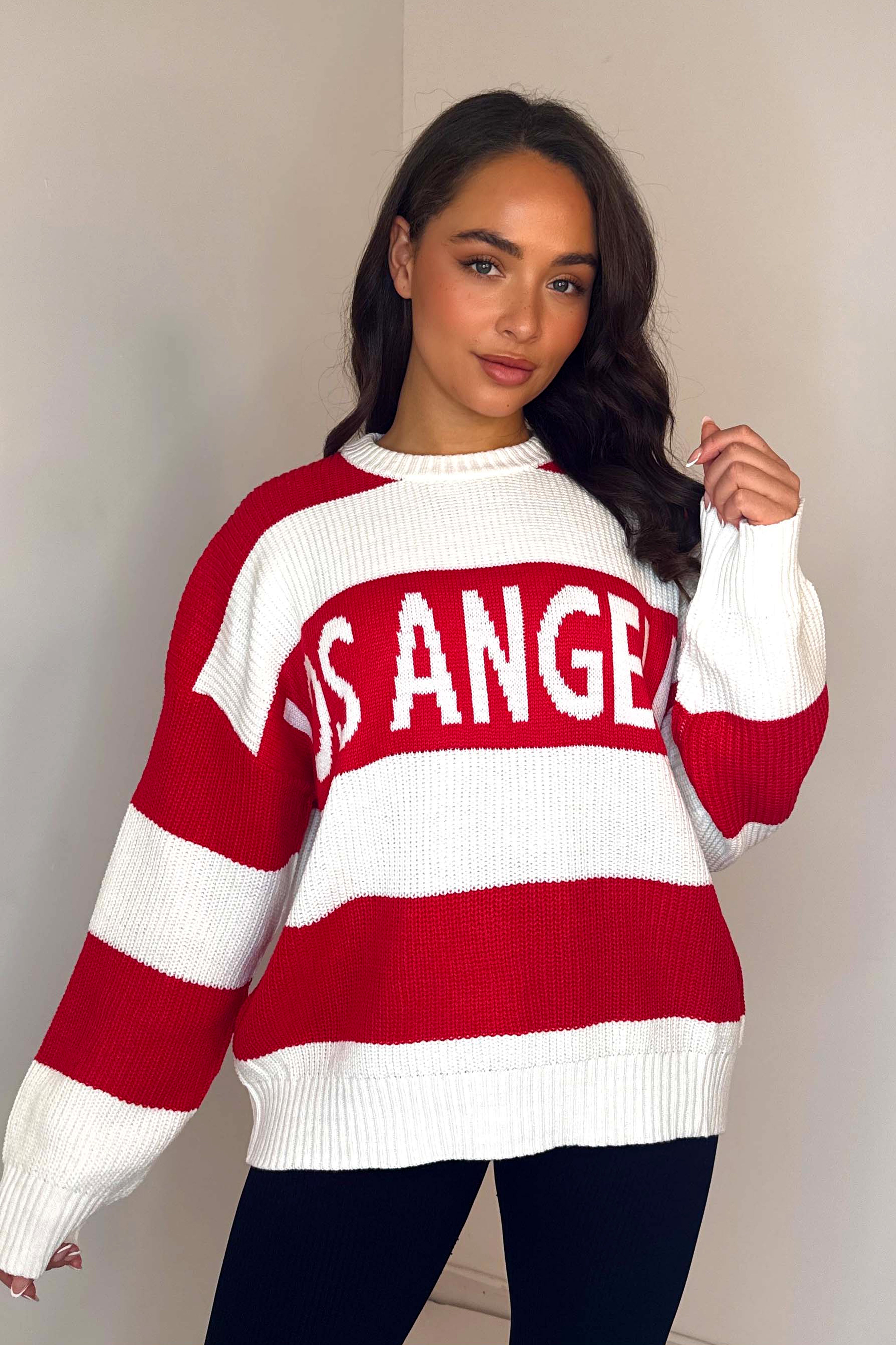 Chunky Knit Stripy Slogan Relaxed Fit Jumper