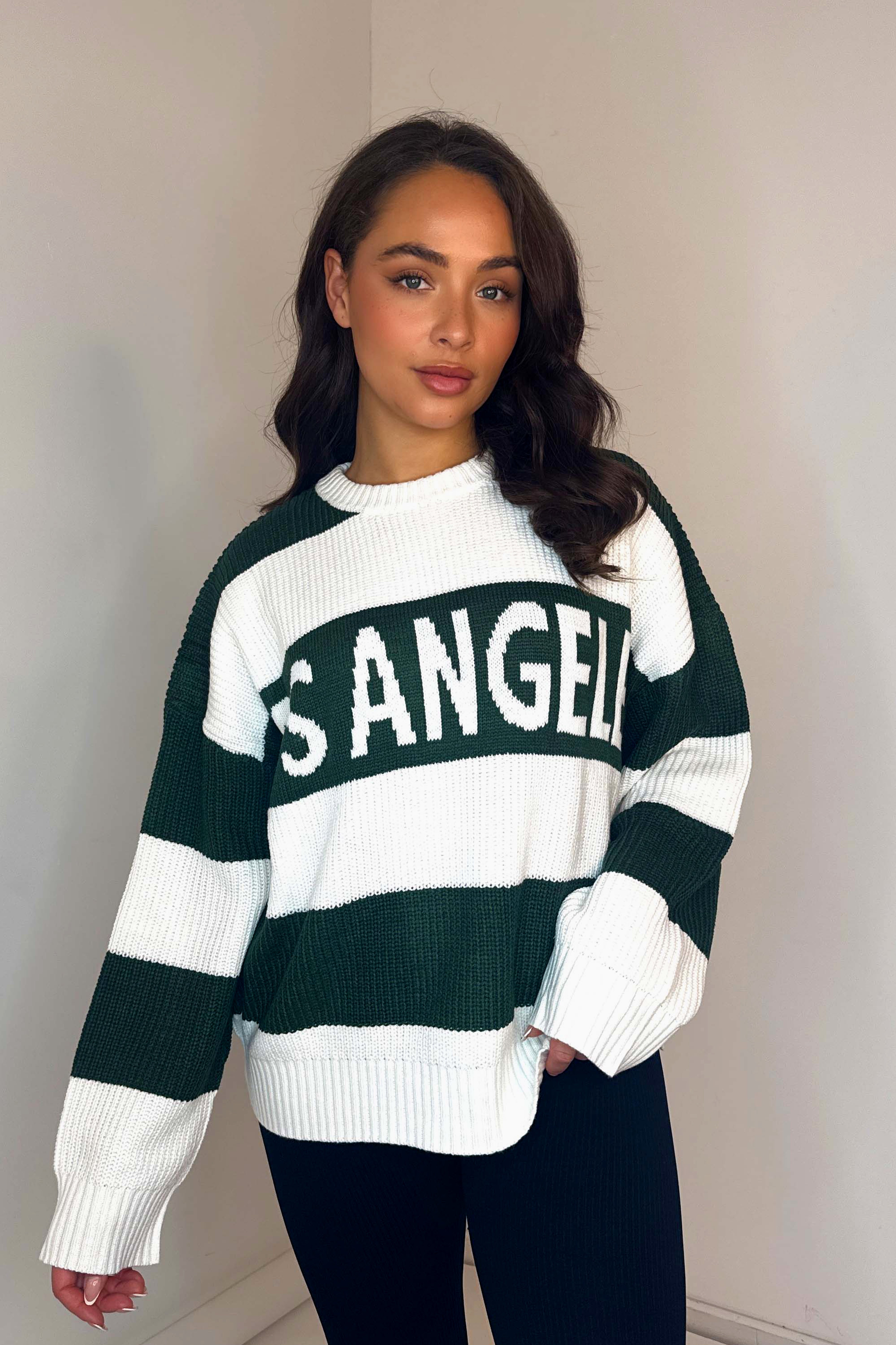 Chunky Knit Stripy Slogan Relaxed Fit Jumper