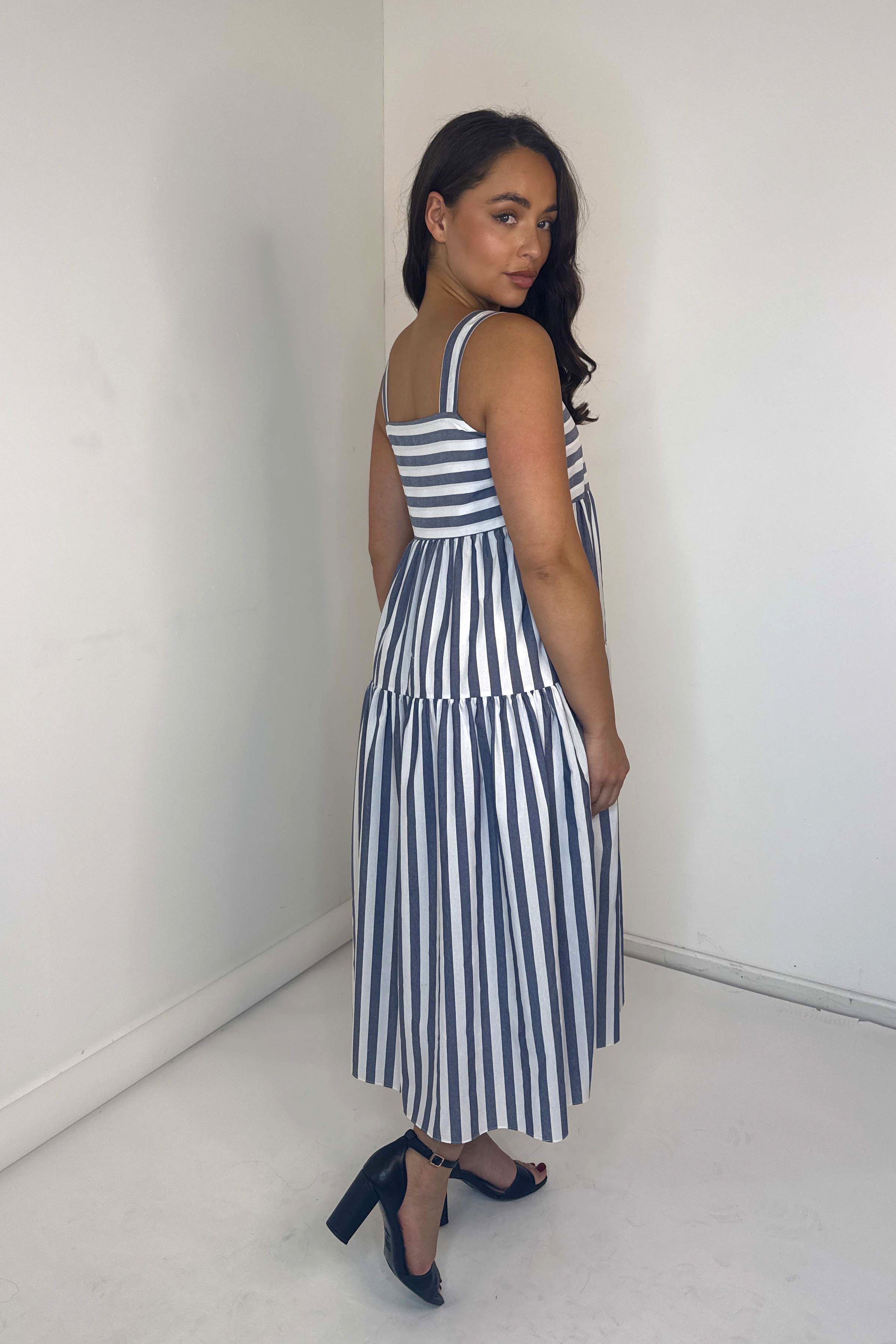 Stripy Layered Midi Sundress