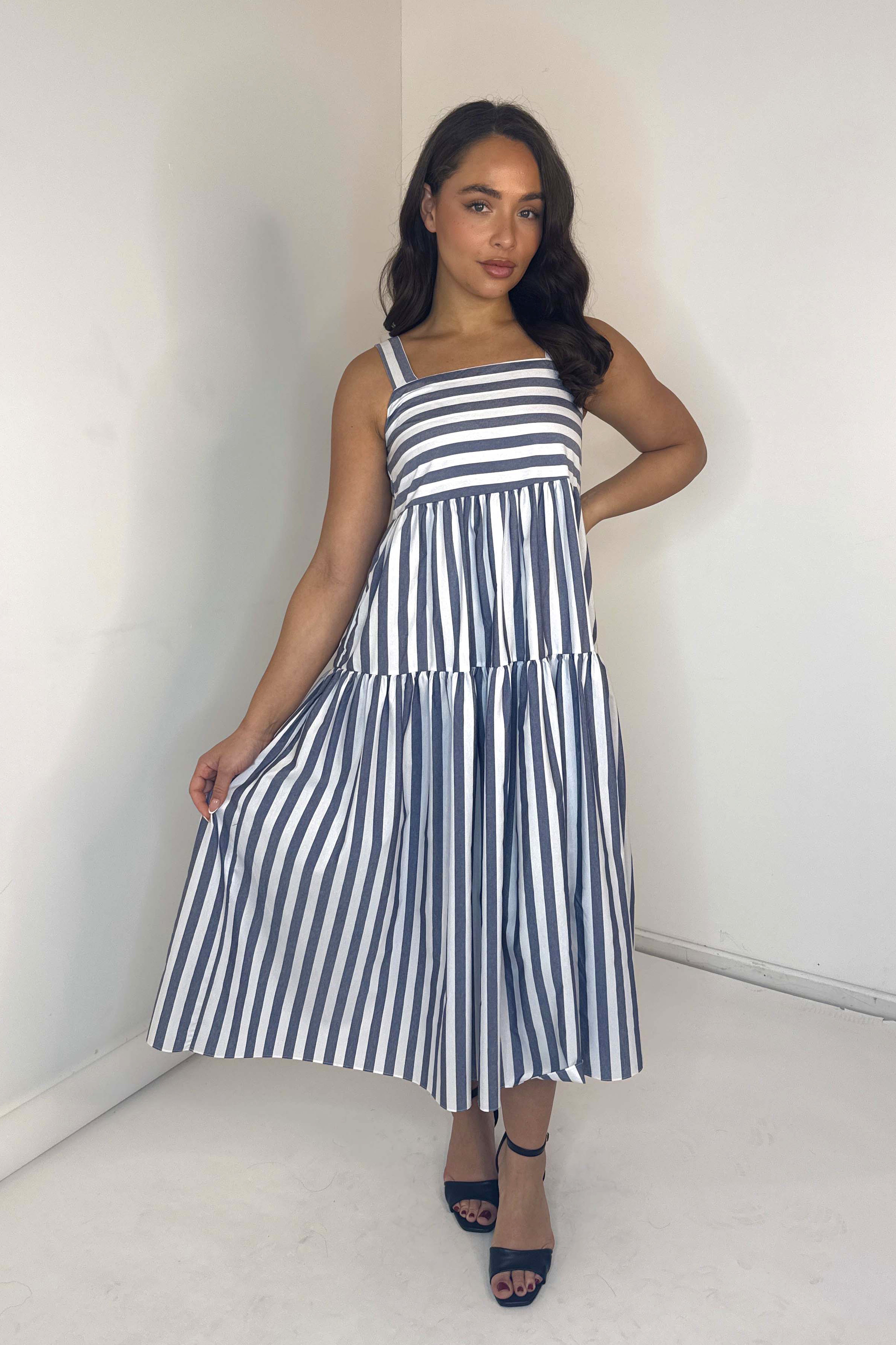 Stripy Layered Midi Sundress