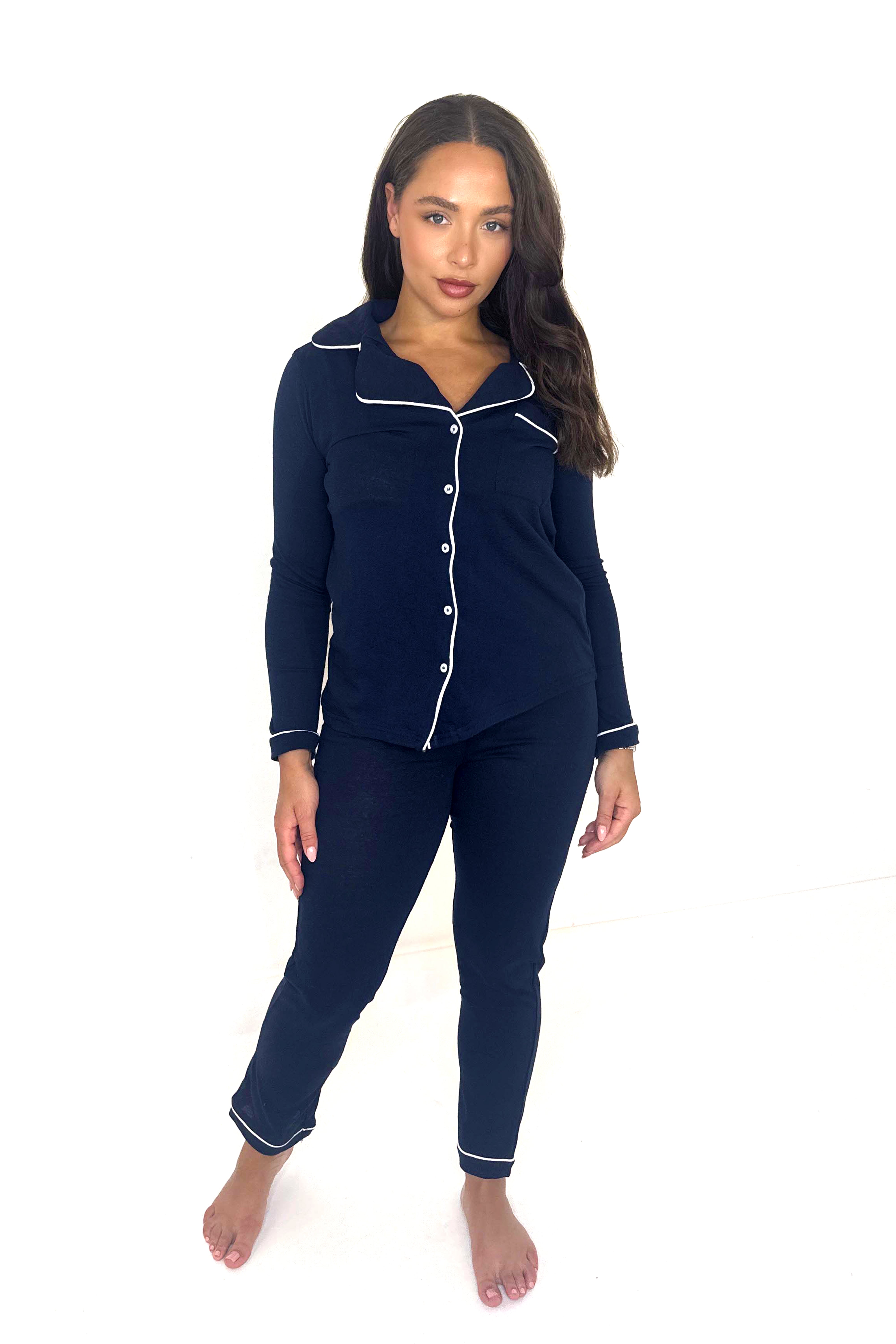 Classic Cotton Contrast Hem Pyjama Set