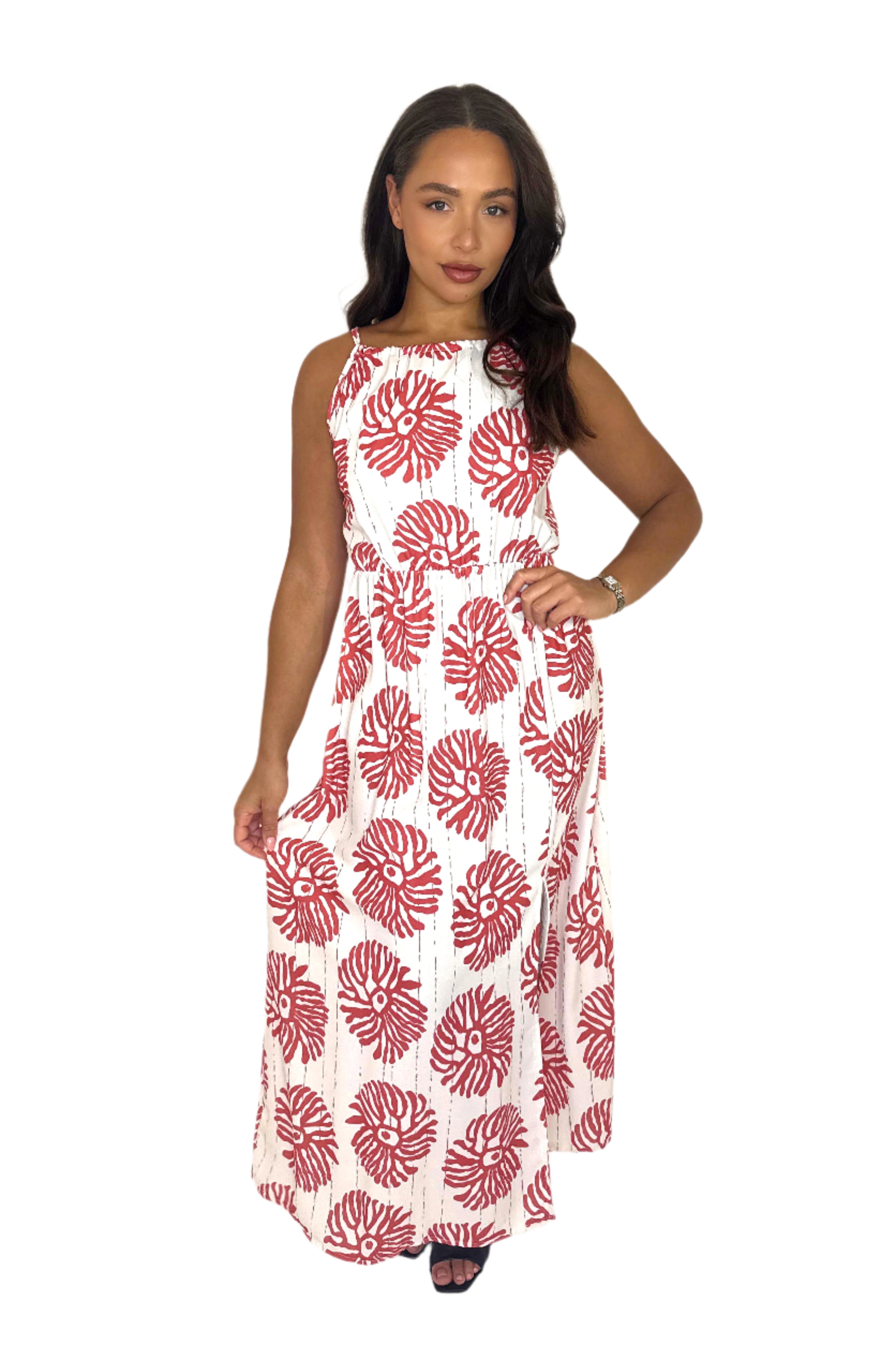 Strappy Printed Maxi Summer Dress