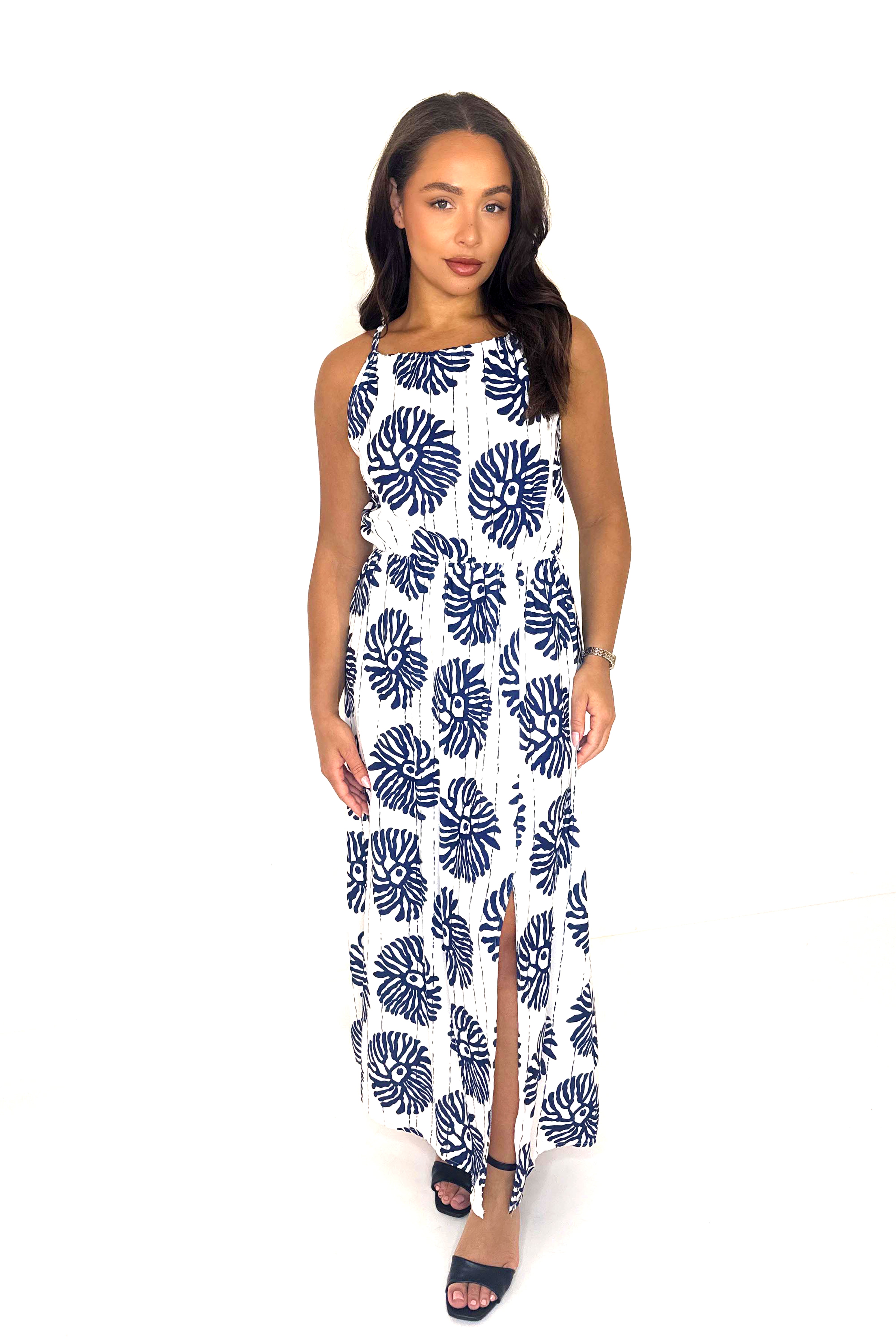 Strappy Printed Maxi Summer Dress