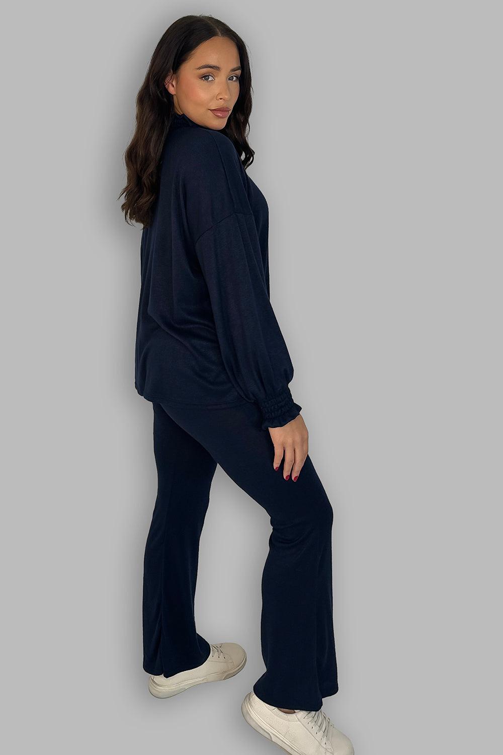 High Ruffle Neck Long Sleeves Tunic And Trousers Set