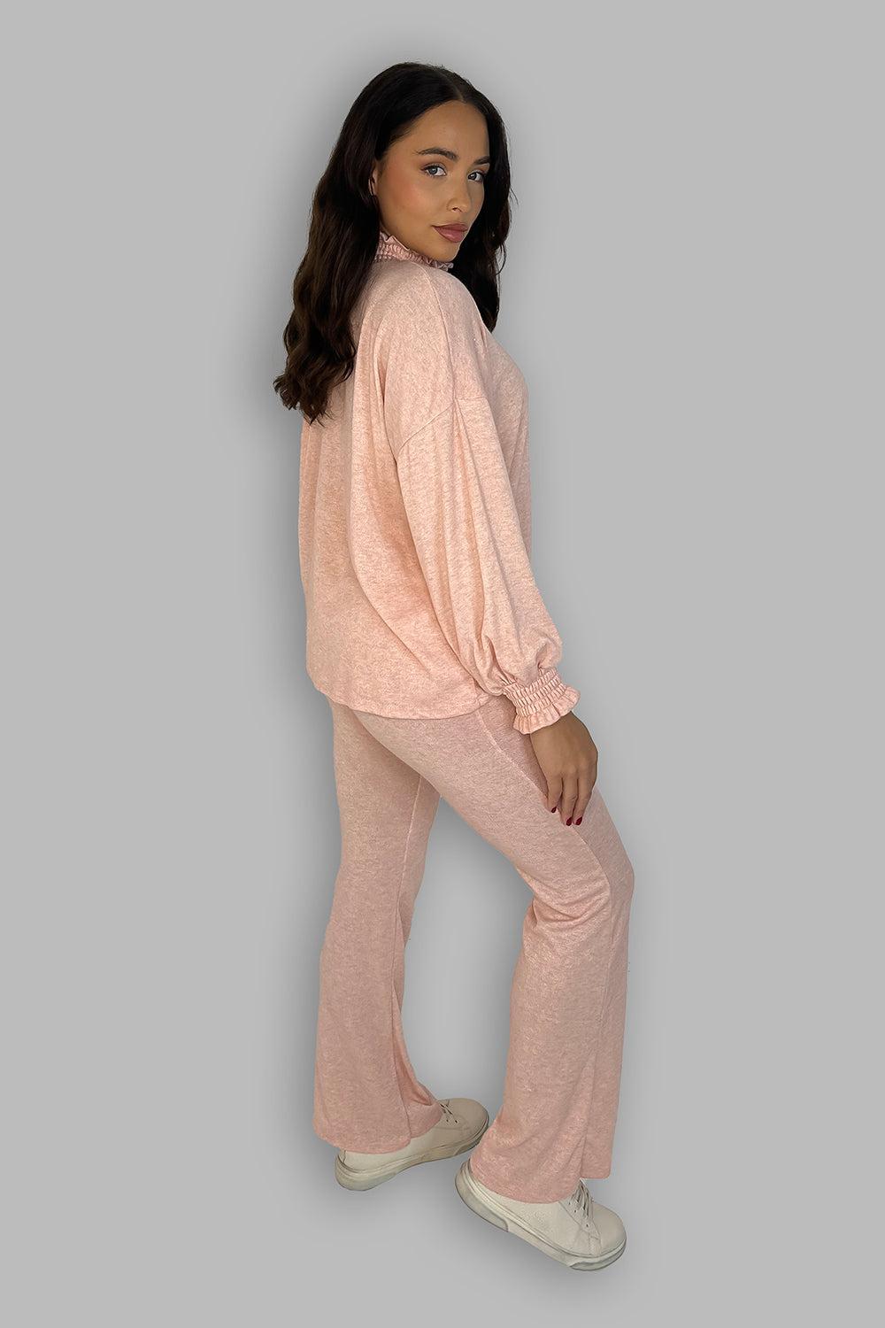 High Ruffle Neck Long Sleeves Tunic And Trousers Set