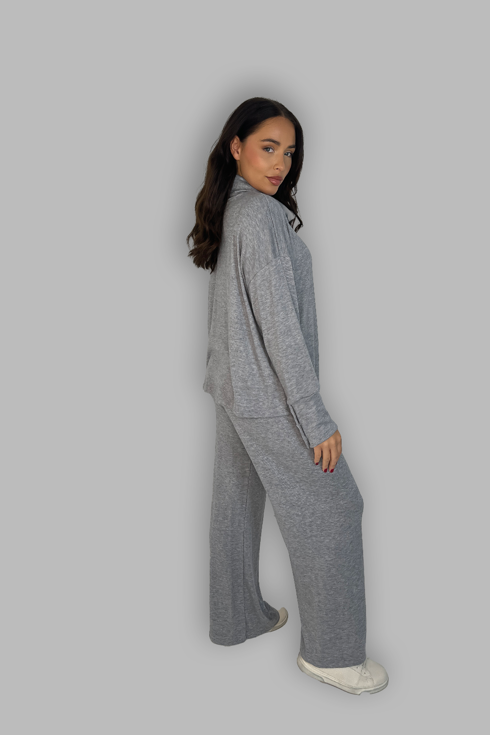 High Cowl Neck Top And Trousers Set