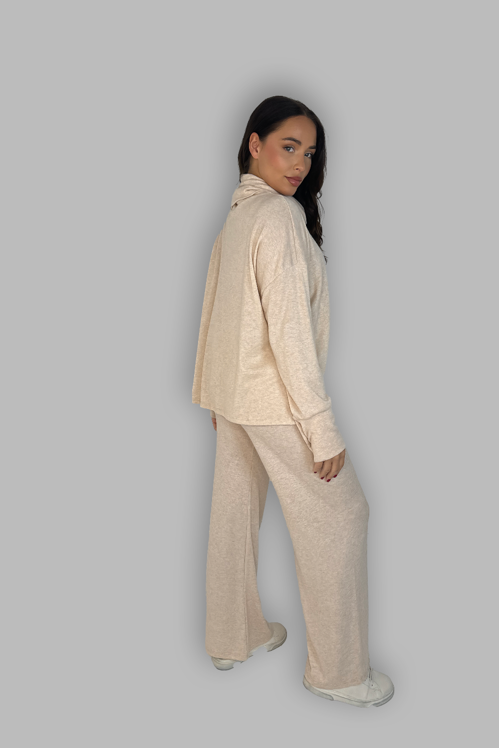 High Cowl Neck Top And Trousers Set