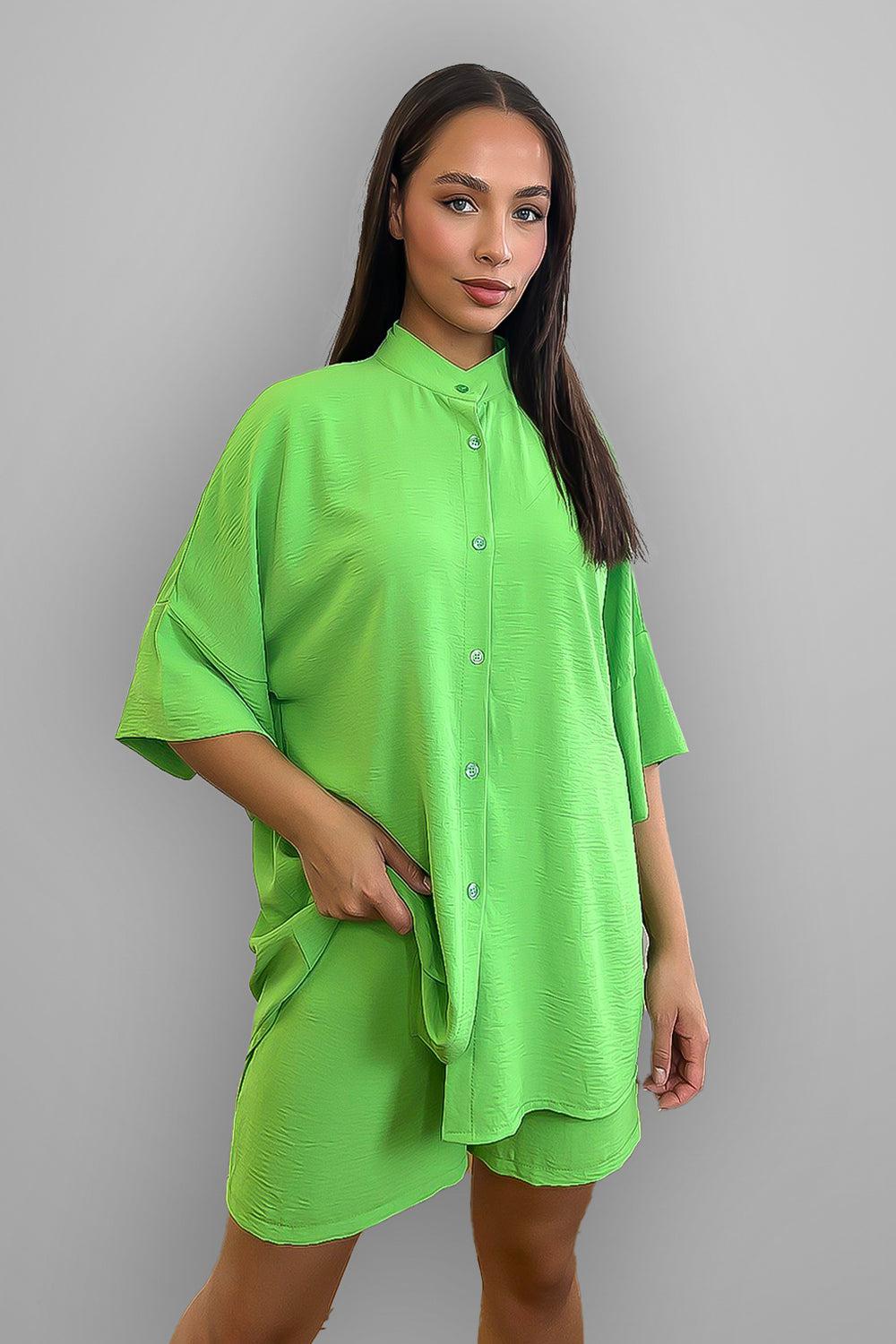 Crepe Summer Shirt And Shorts Set-SinglePrice