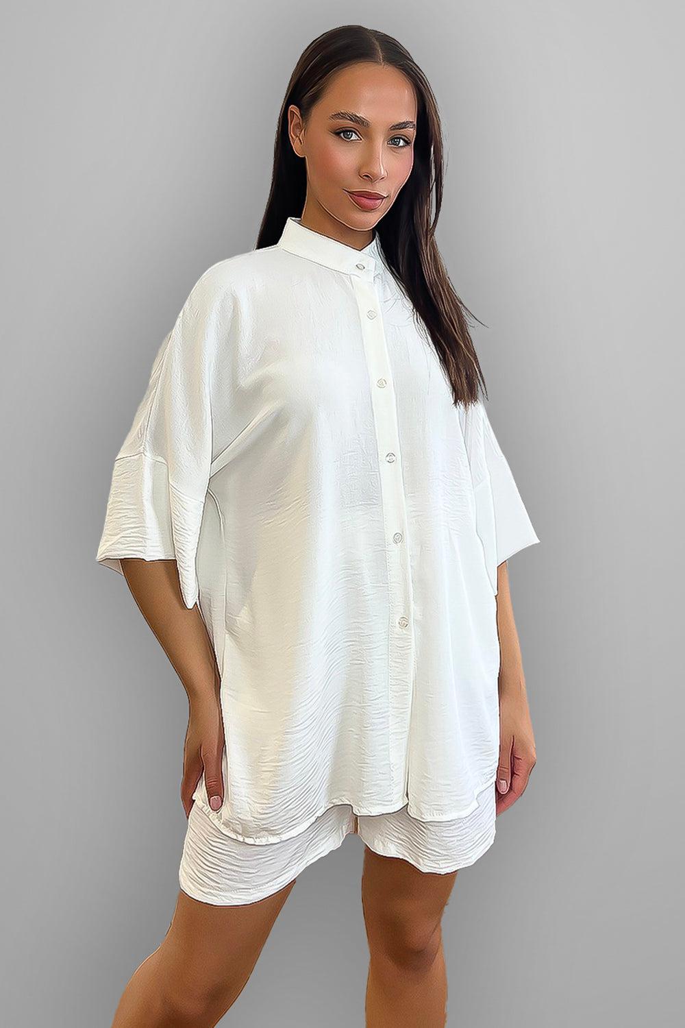 Crepe Summer Shirt And Shorts Set-SinglePrice