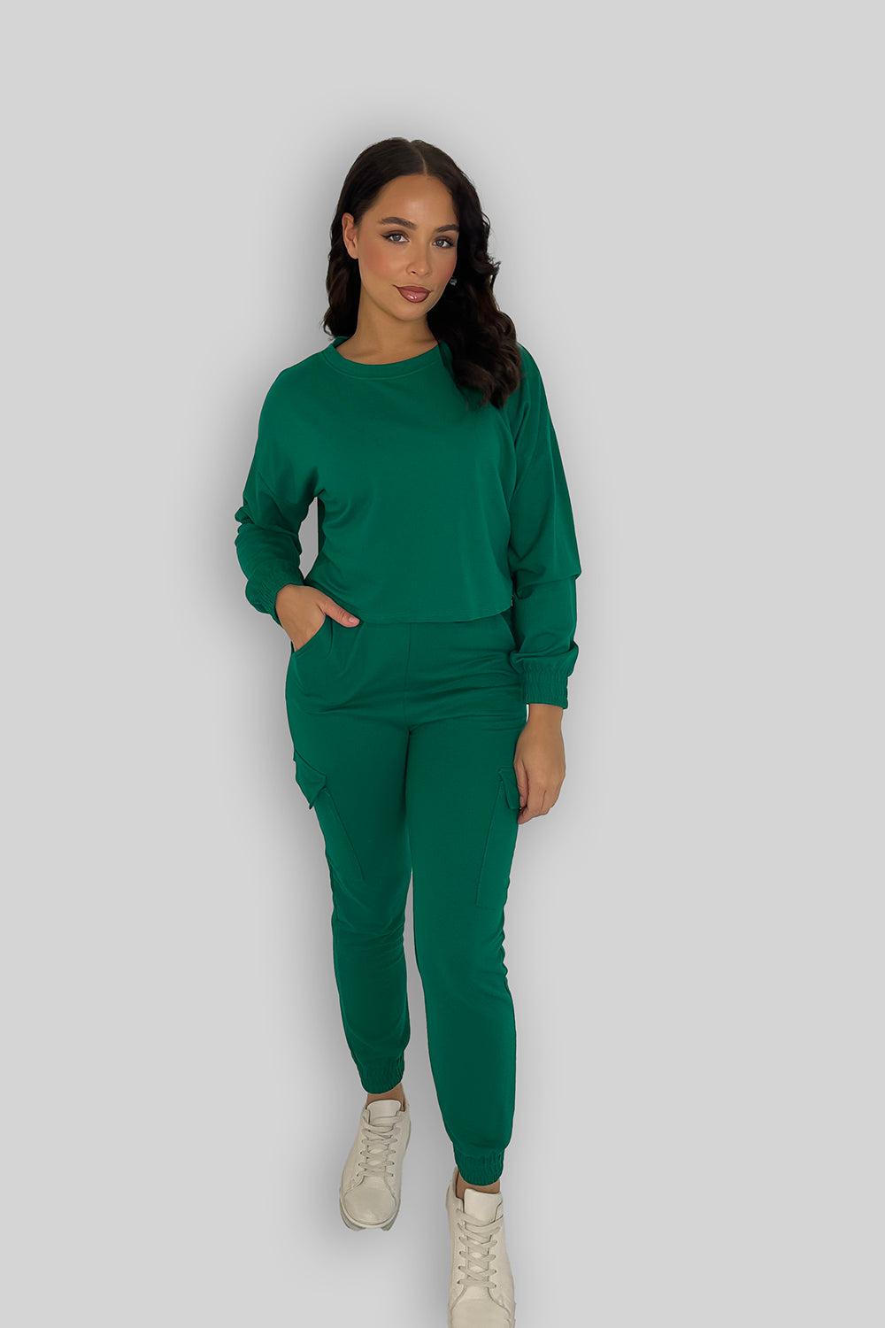 Basic Sweatshirt And Cargo Joggers Loungewear Set-SinglePrice