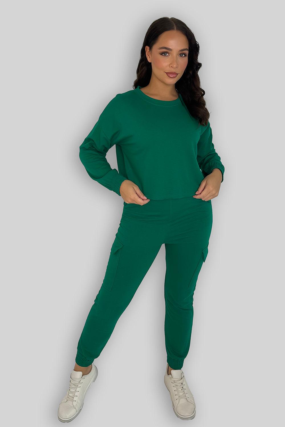 Basic Sweatshirt And Cargo Joggers Loungewear Set-SinglePrice