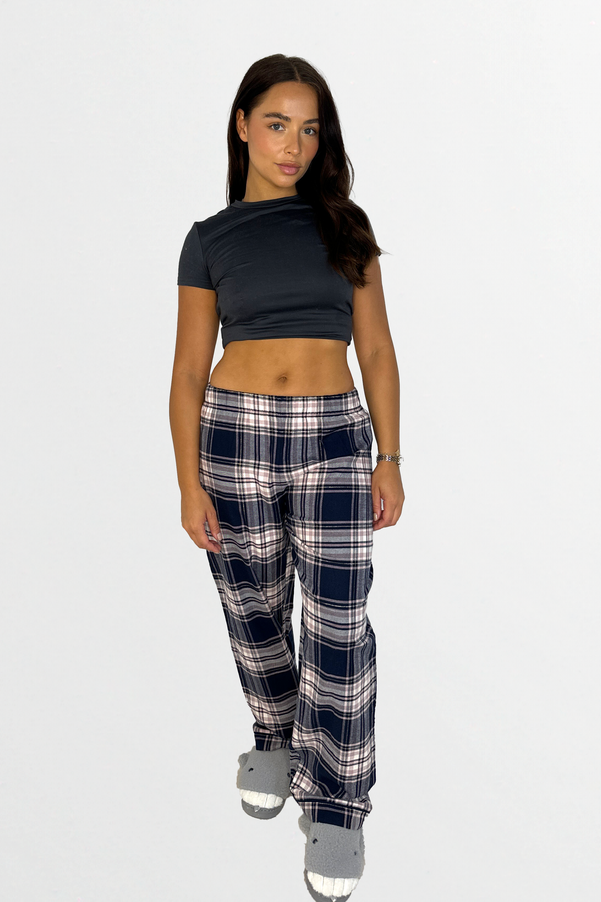 Cotton Blend Tartan Pattern Soft Pyjama Bottoms-SinglePrice