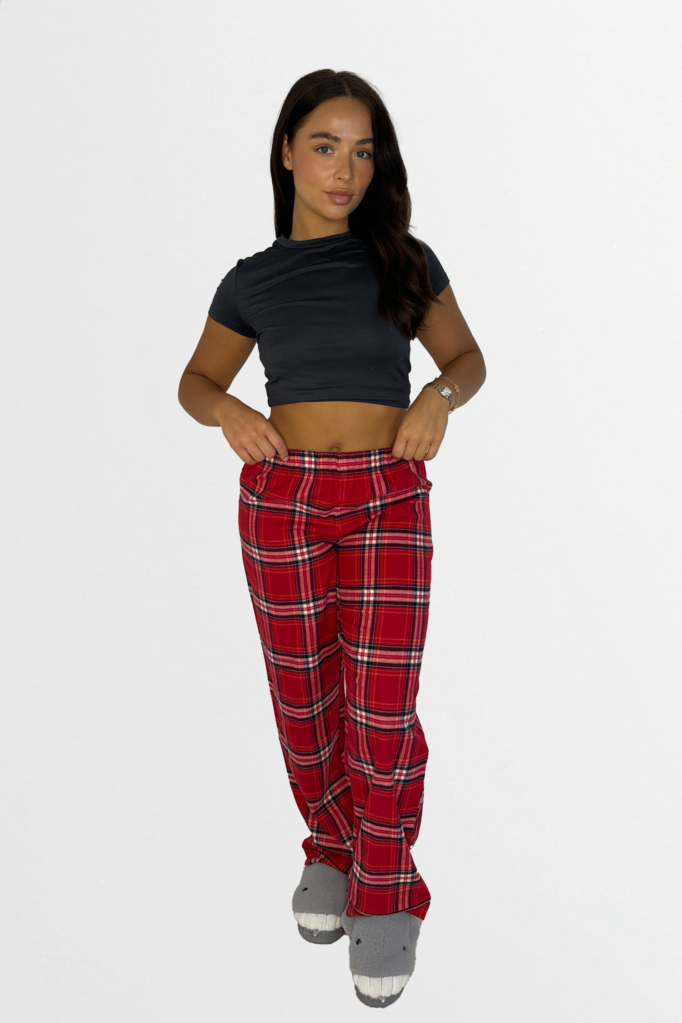 Cotton Blend Tartan Pattern Soft Pyjama Bottoms-SinglePrice