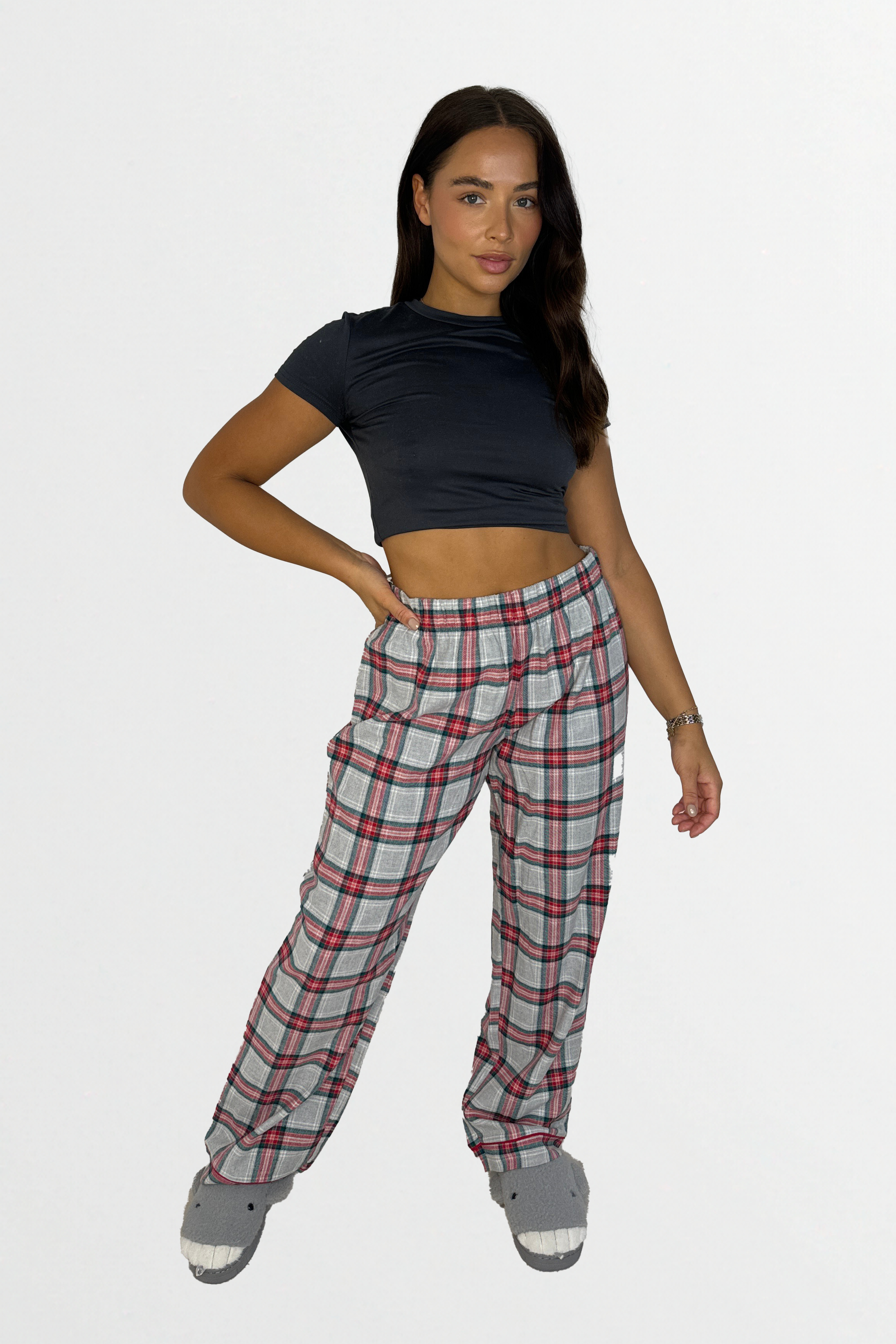 Cotton Blend Tartan Pattern Soft Pyjama Bottoms-SinglePrice