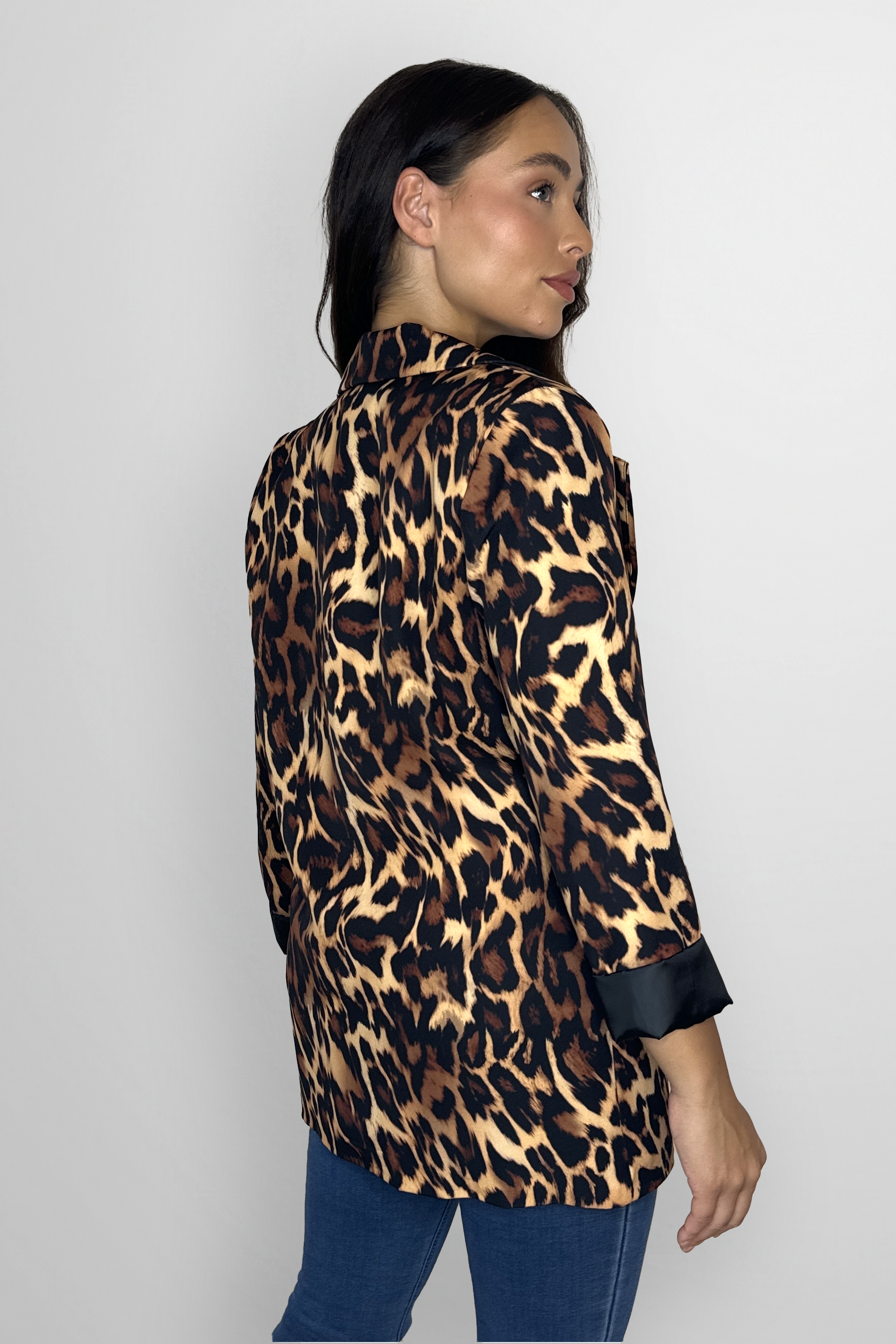 Single Breasted Relaxed Fit Leopard Print Blazer-SinglePrice