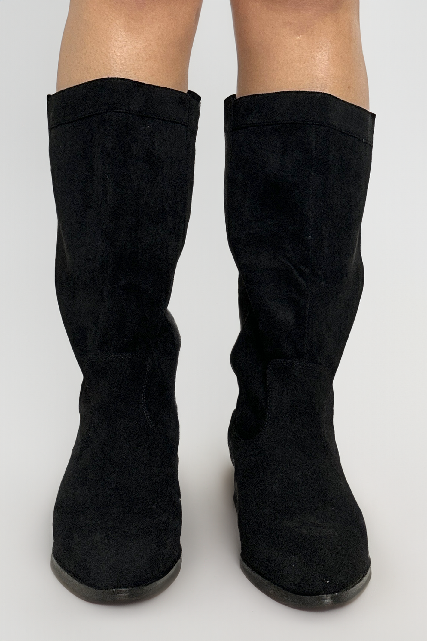 Black Vegan Suede Classic Casual Flat Boots