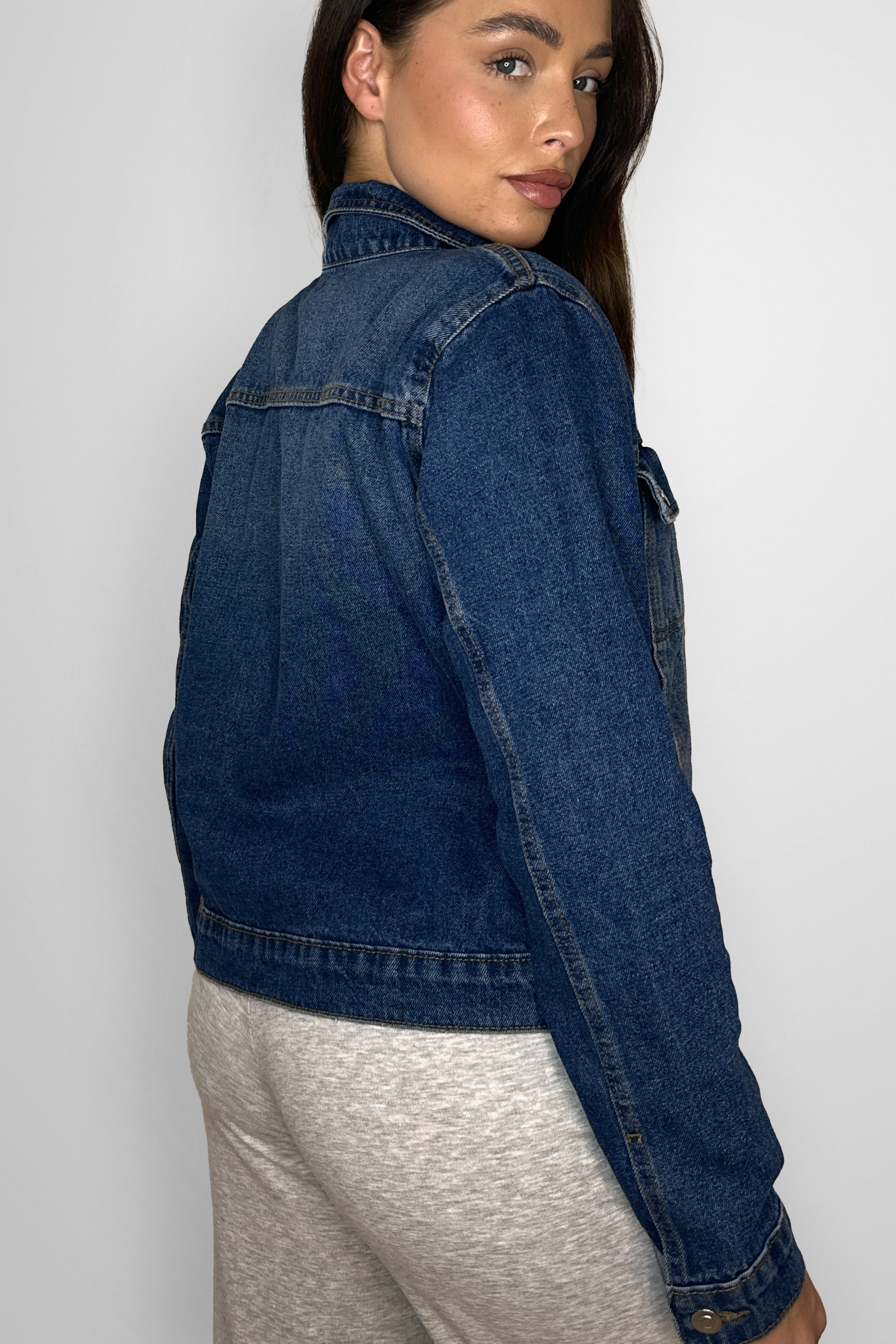 Stretchy Faded Classic Denim Jacket-SinglePrice