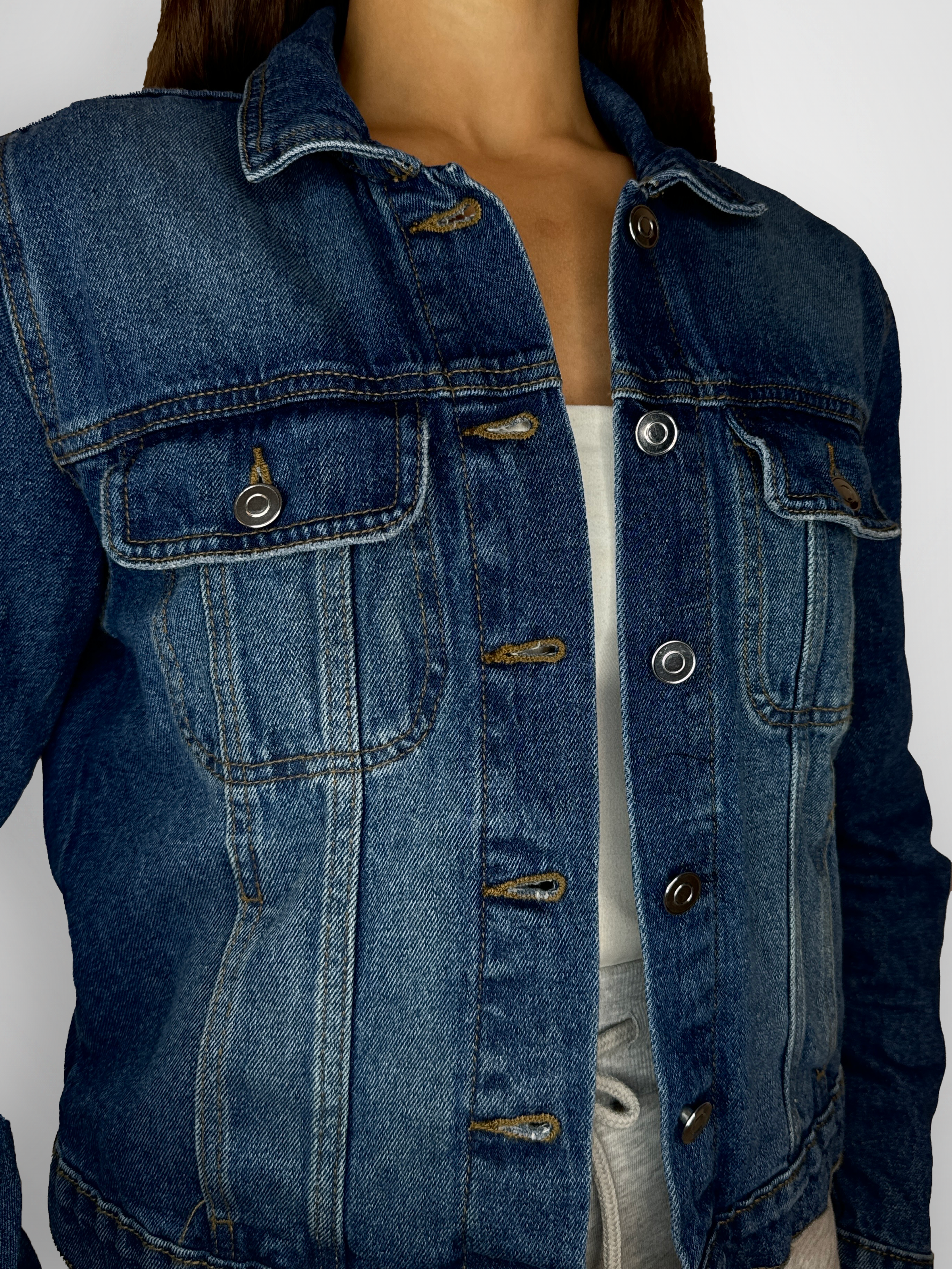 Faded Wash Classic Denim Jacket-SinglePrice