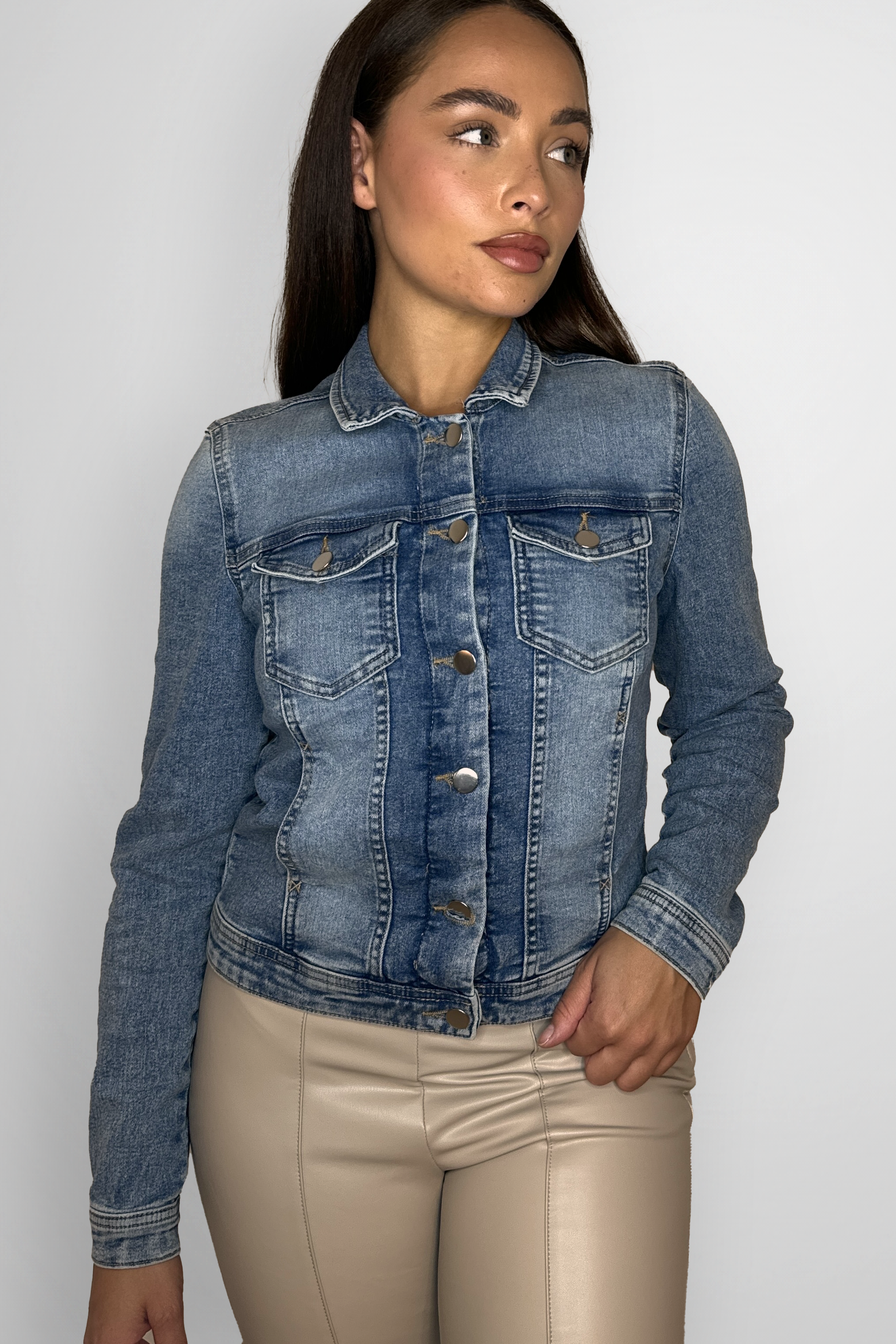 Casual Long Line Denim Jacket-SinglePrice