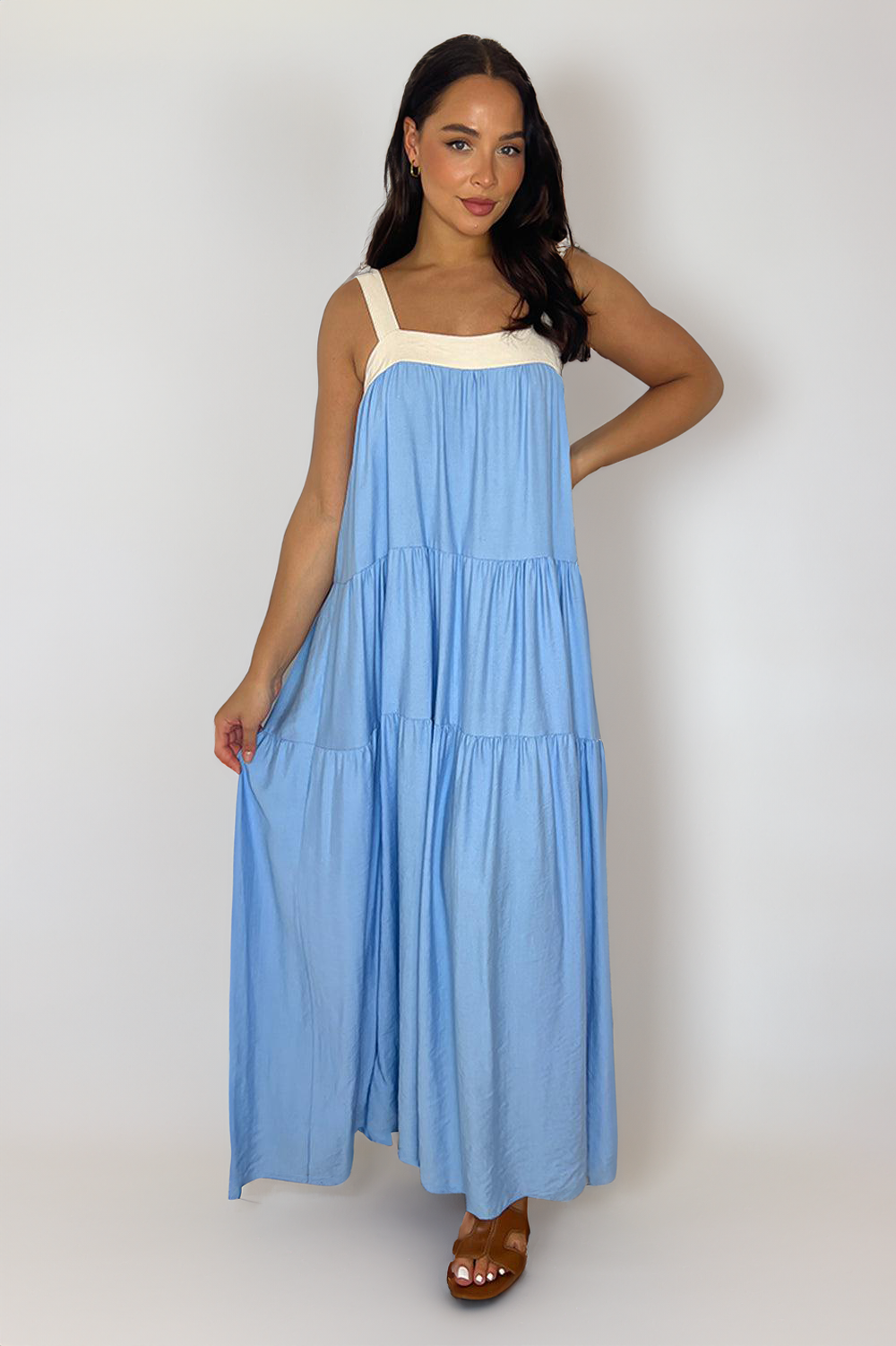 Tiered Cut Out Tie Back Long Sundress