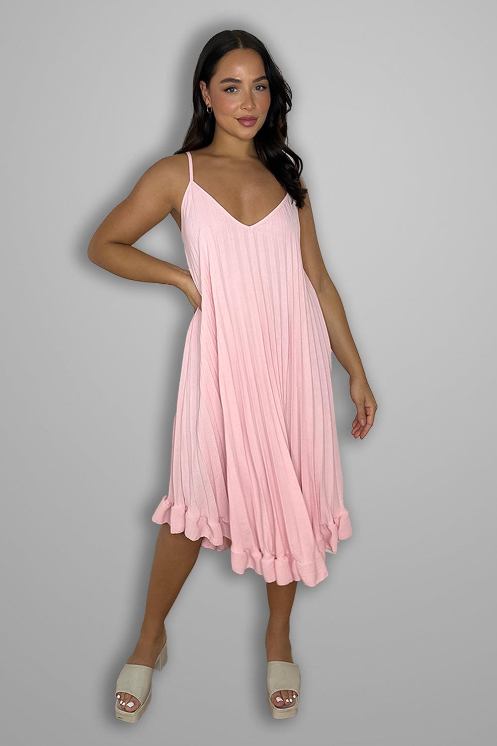 Pleated frill dress hotsell