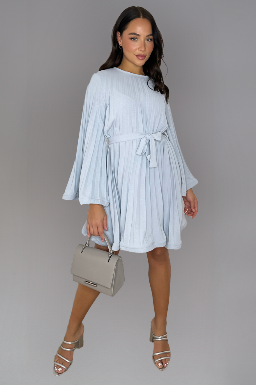 Pleated Chiffon Wide Sleeves Dress-SinglePrice