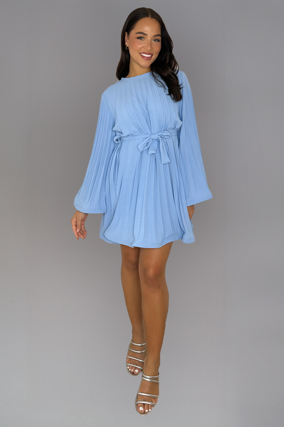 Pleated Chiffon Wide Sleeves Dress-SinglePrice