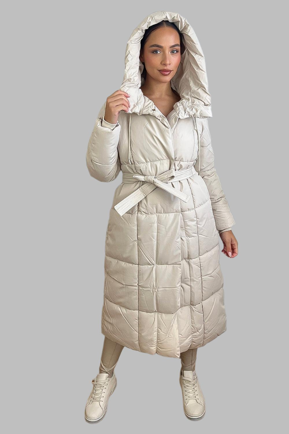 Hooded maxi puffer on sale coat