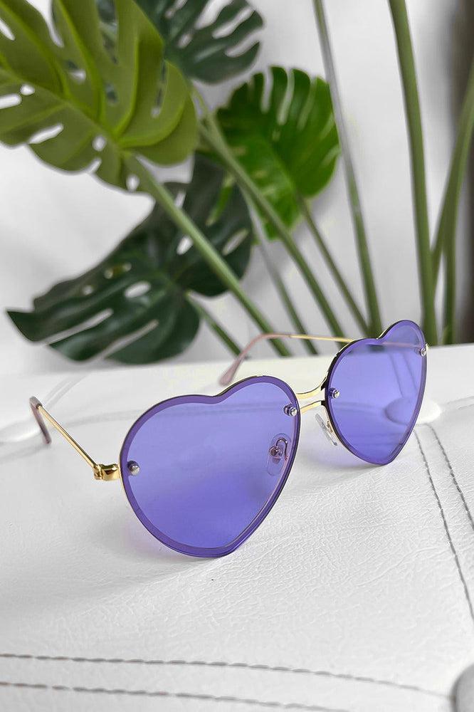 Heart shaped metal frame sunglasses on sale