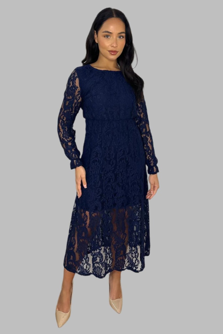 All Lace Classic Midi Dress-SinglePrice