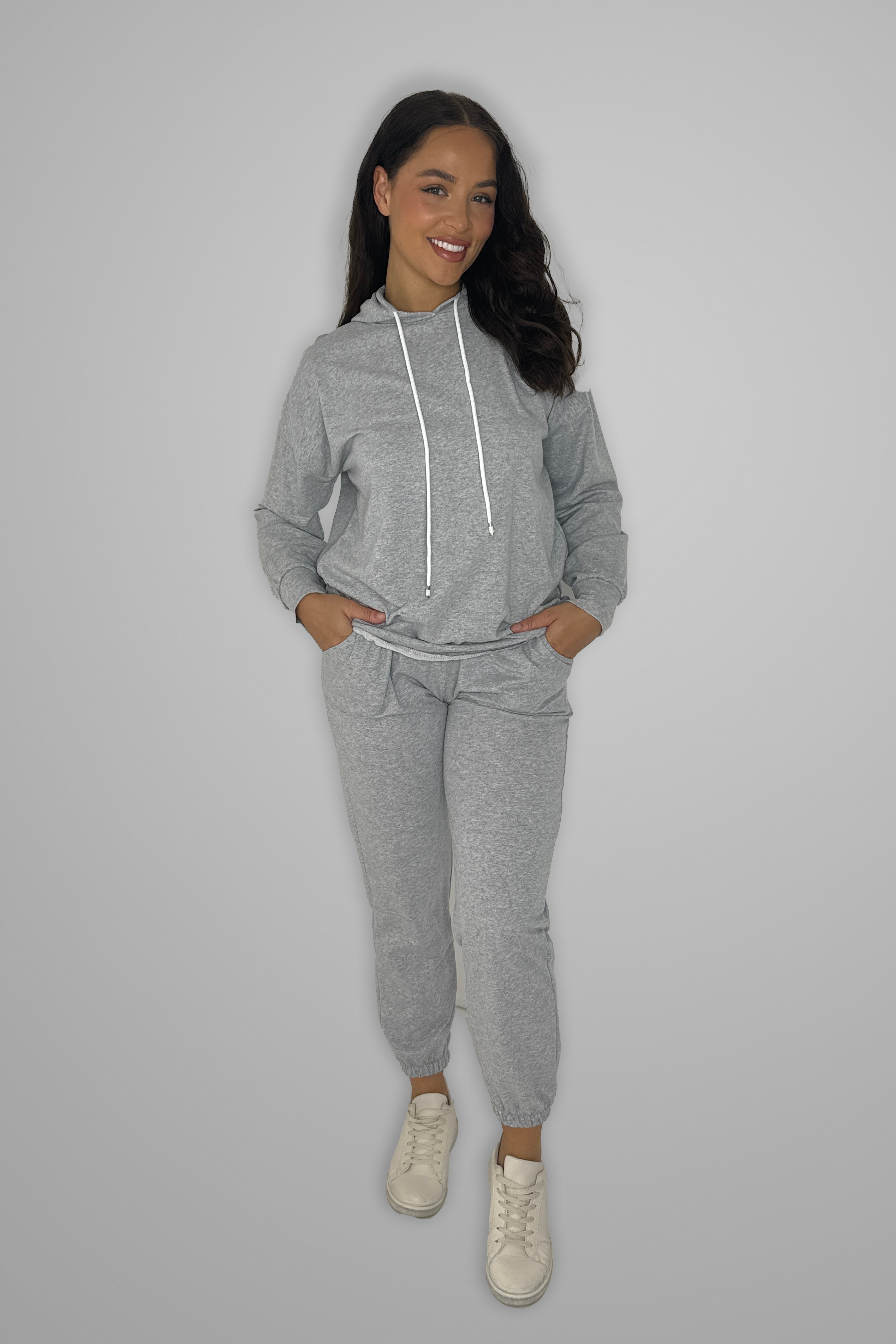 Hooded Drawstring Sweatshirt And Joggers Tracksuit-SinglePrice