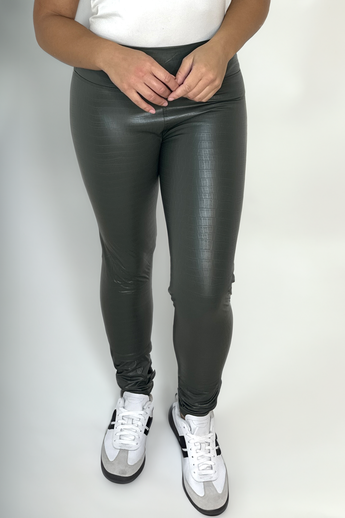 Crock Pattern Leather Look Leggings