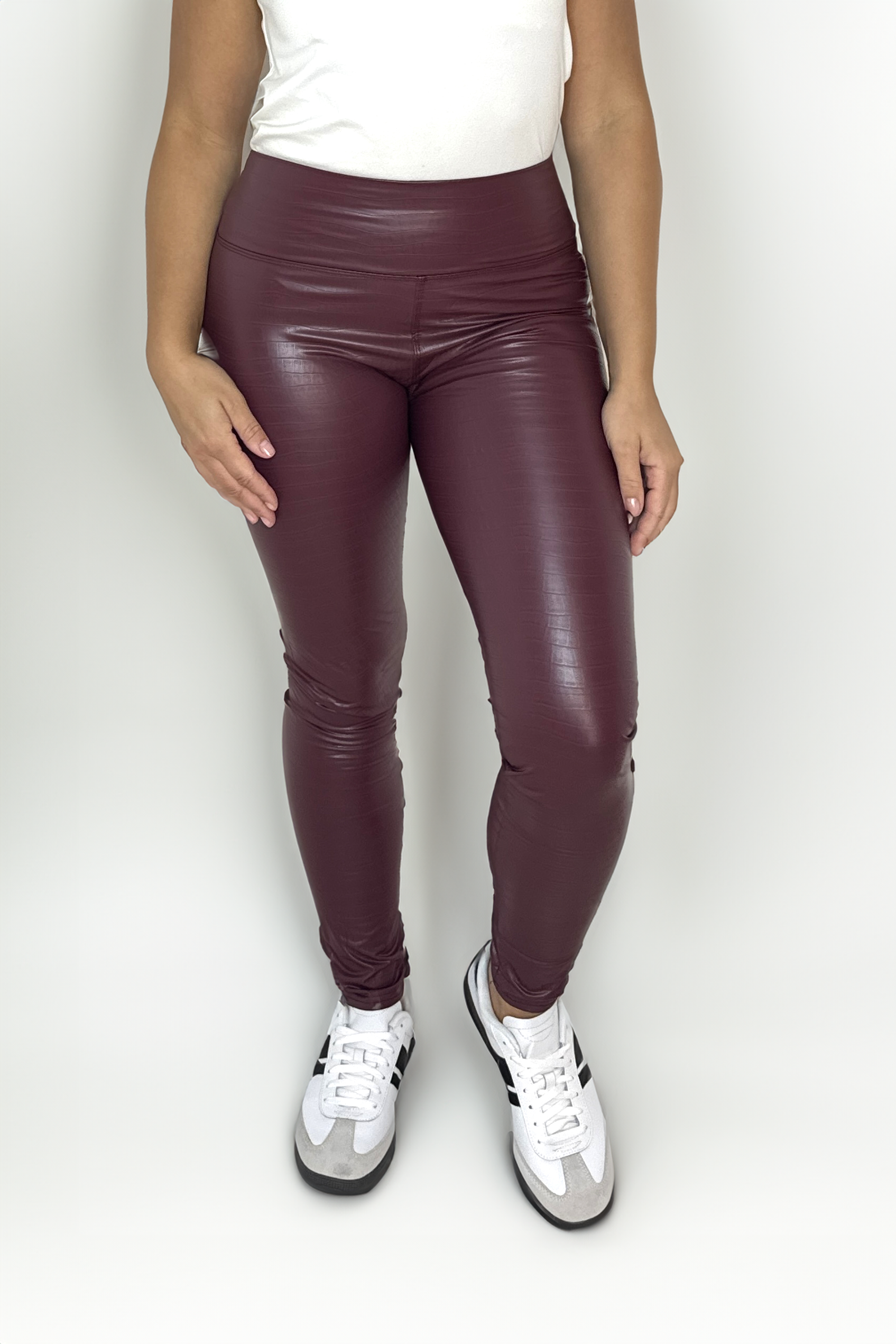 Crock Pattern Leather Look Leggings